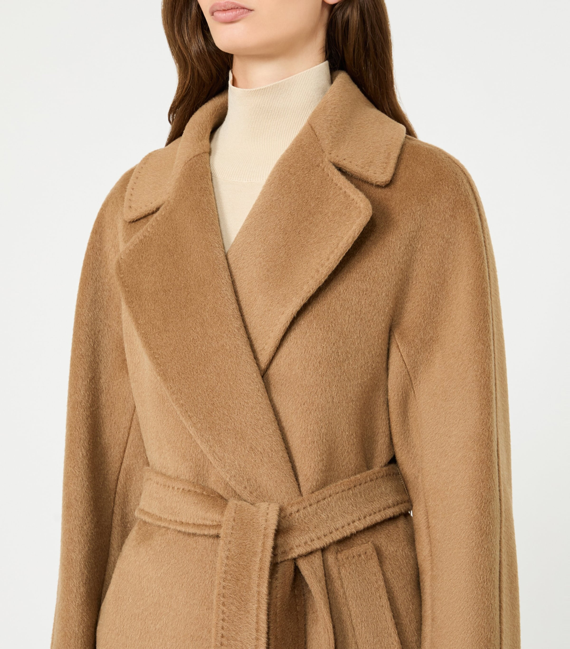 Weekend Max Mara Womens Wool-Blend Belted Coat Camel Image 5