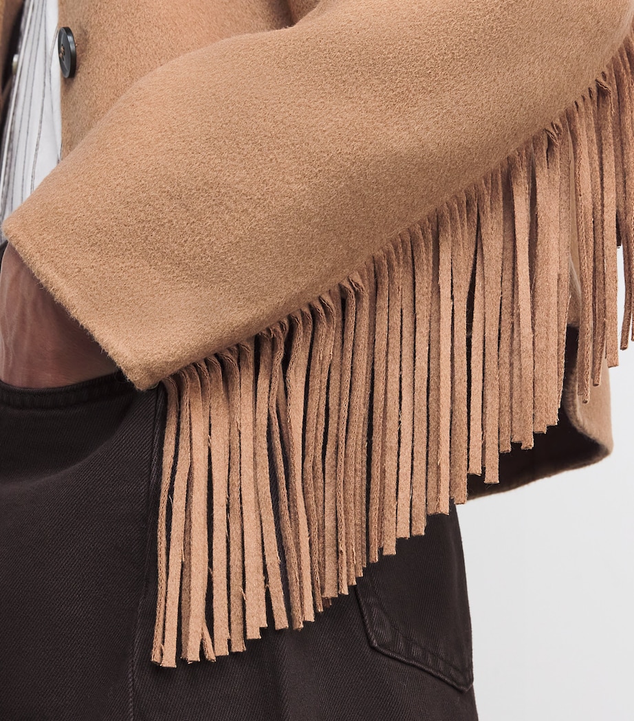 Wool-Blend Fringe Ashleigh Jacket CAMEL Image 6