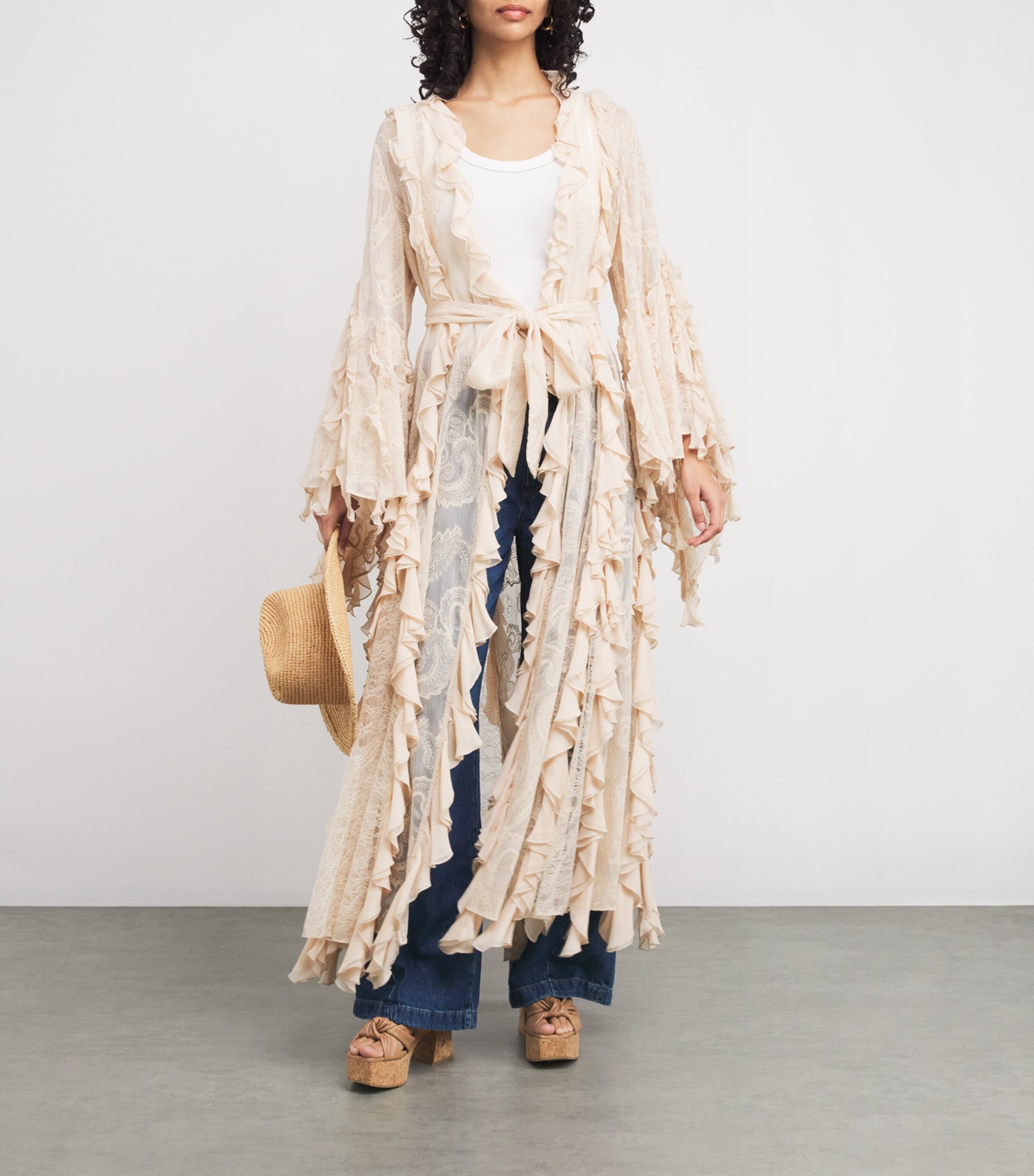 Alice+Olivia Womens Ruffle Cher Maxi Robe Champagne Image 2