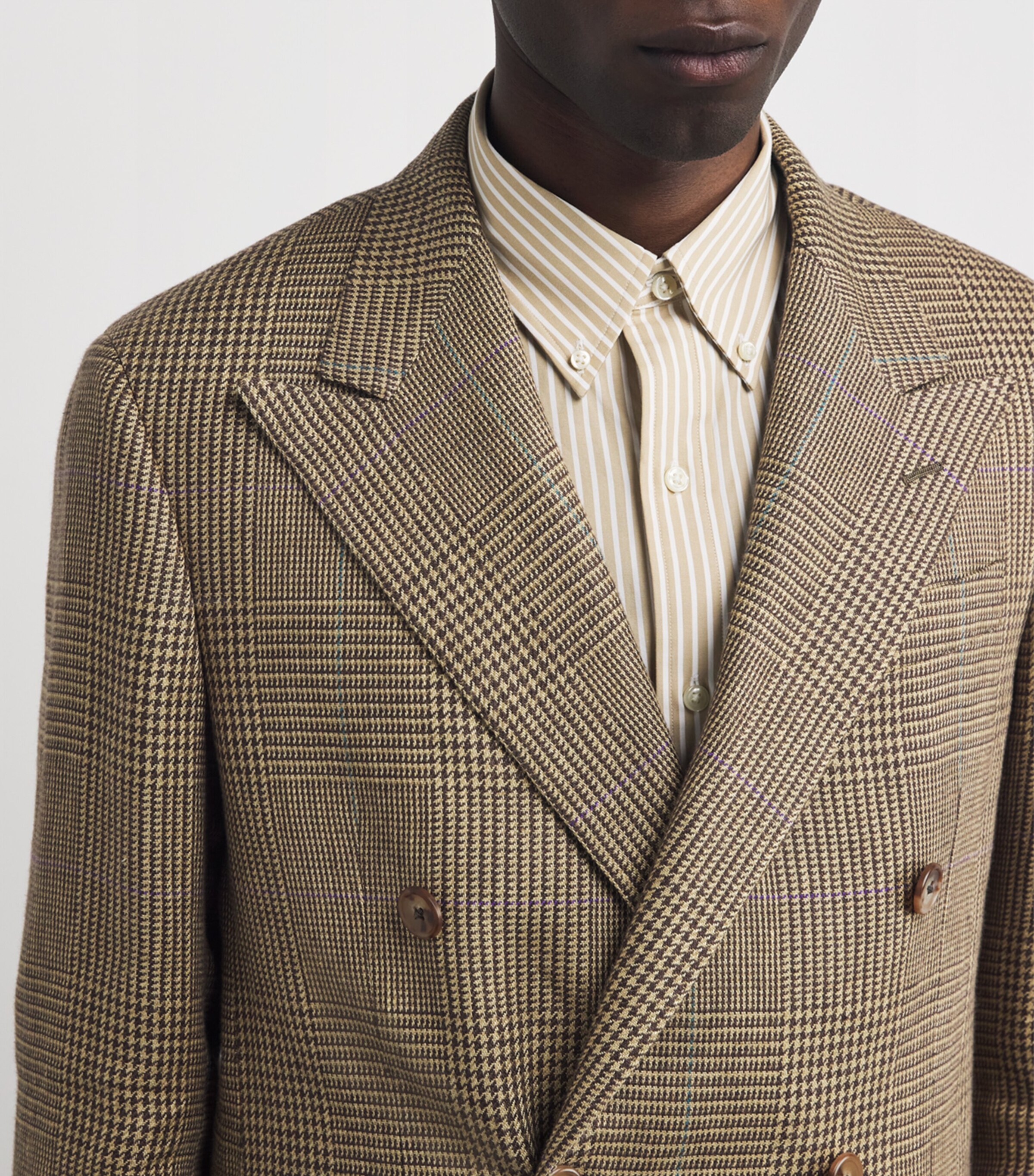 Polo Ralph Lauren Mens Linen-Blend Glen Plaid Blazer Brown Image 6