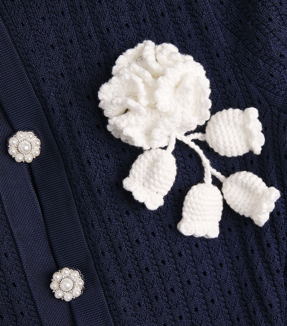 Pointelle Flower-Detail Mini Dress BLUE Image 4