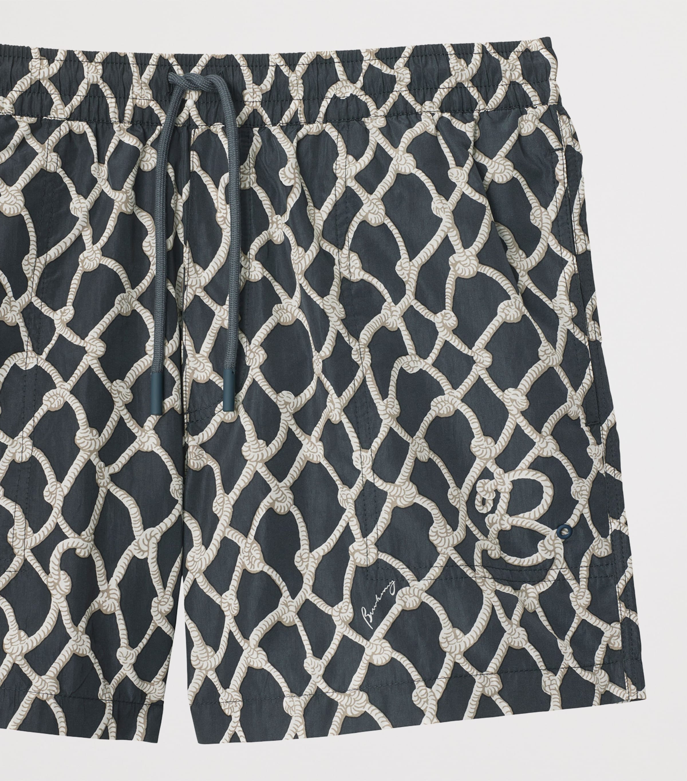 Burberry Nautical Knot-print Swim Shorts In Gray