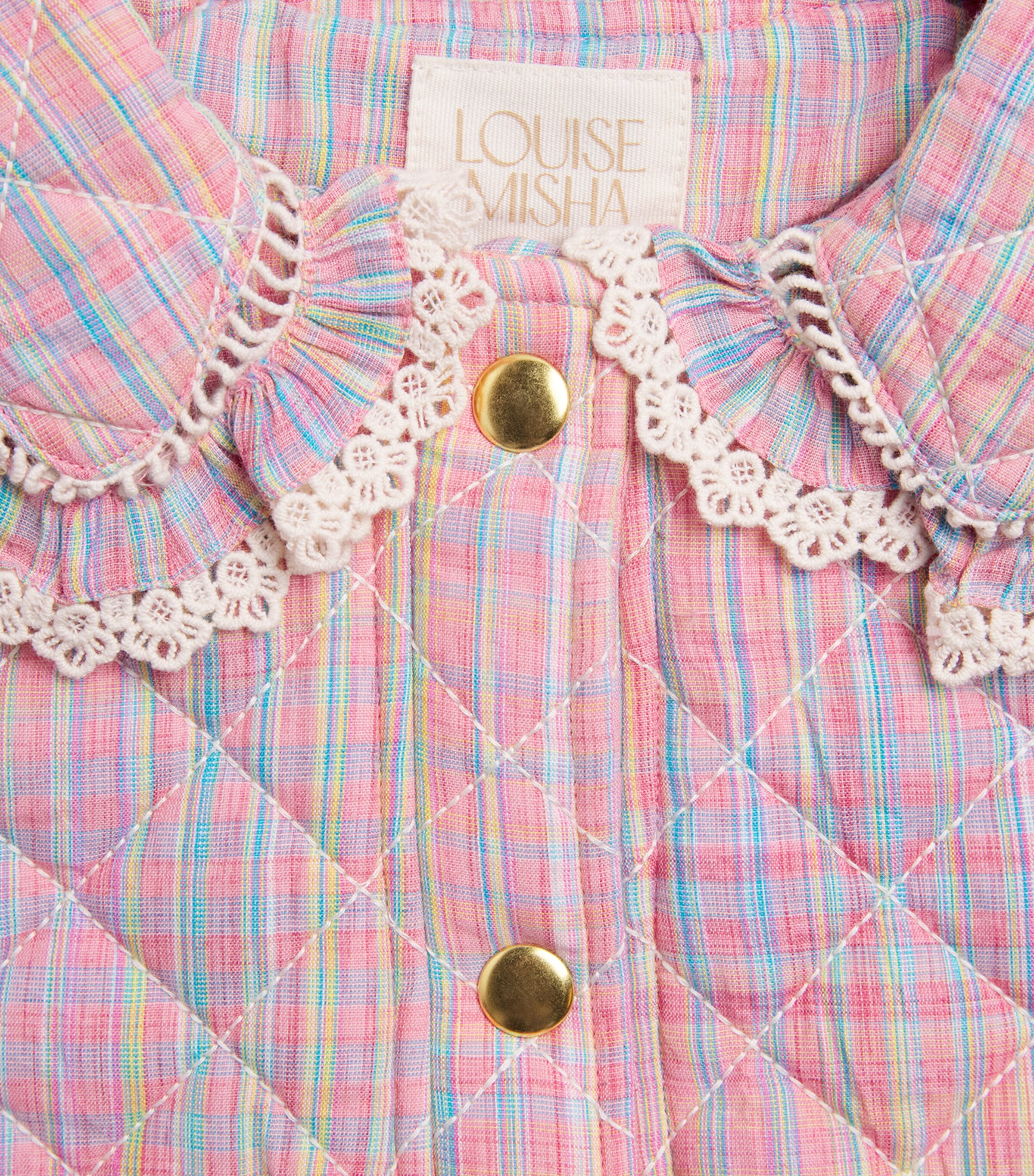 Louise Misha Cotton Stripe Joulia Jacket (3-10 Years) Pink Pomelo Checks Image 3