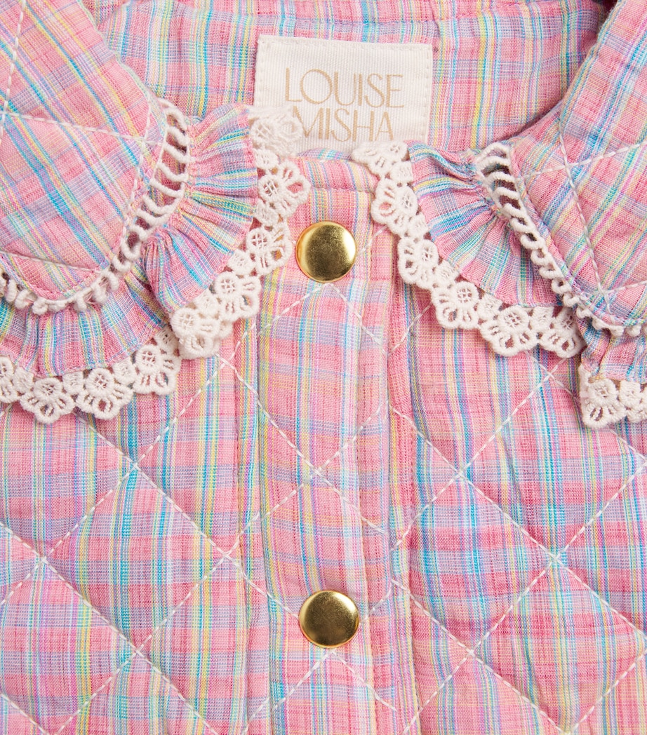 Louise Misha Cotton Stripe Joulia Jacket (3-10 Years) Pink Pomelo Checks Image 3