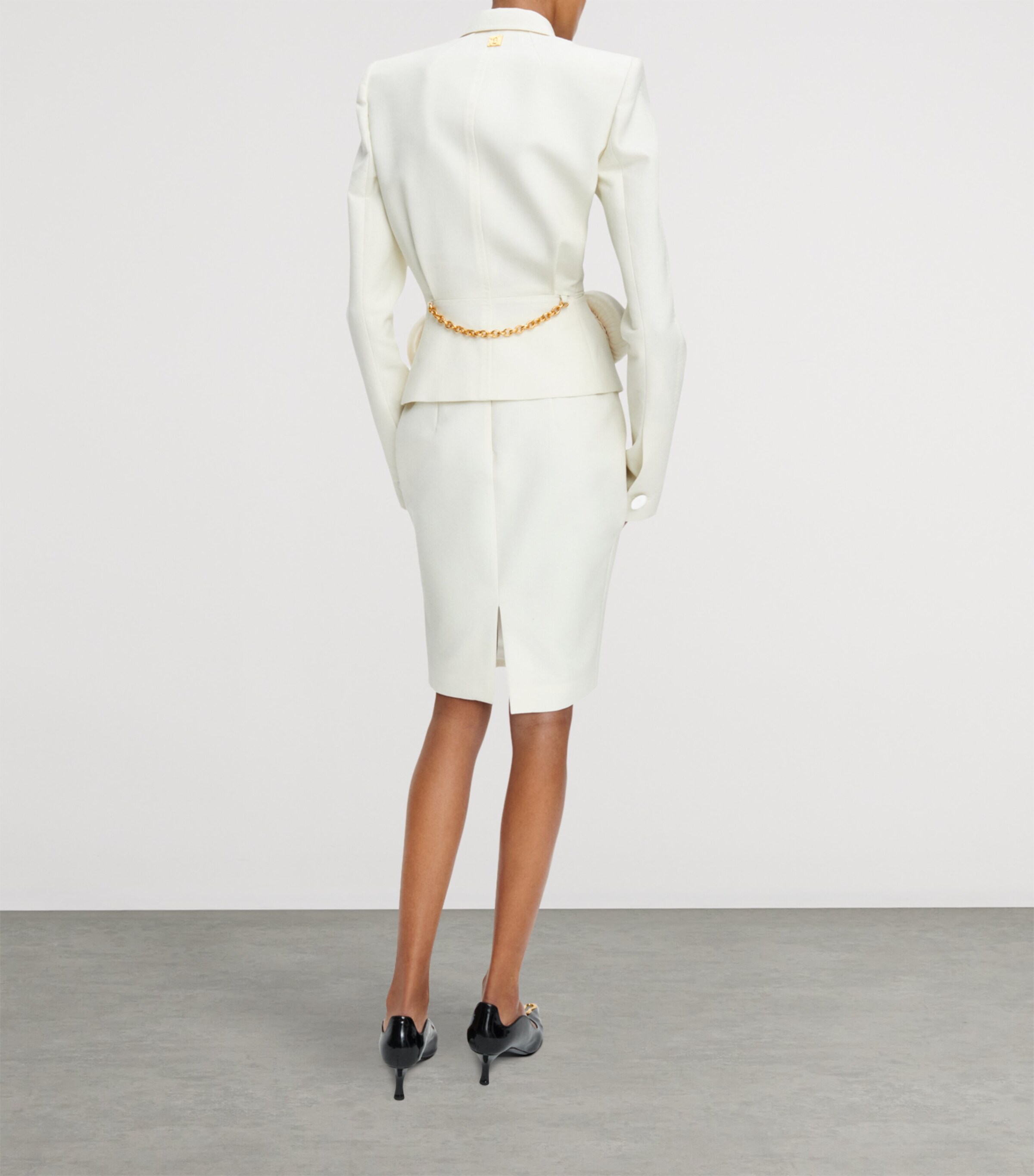 Schiaparelli Womens Zipped Pencil Midi Skirt White Image 3