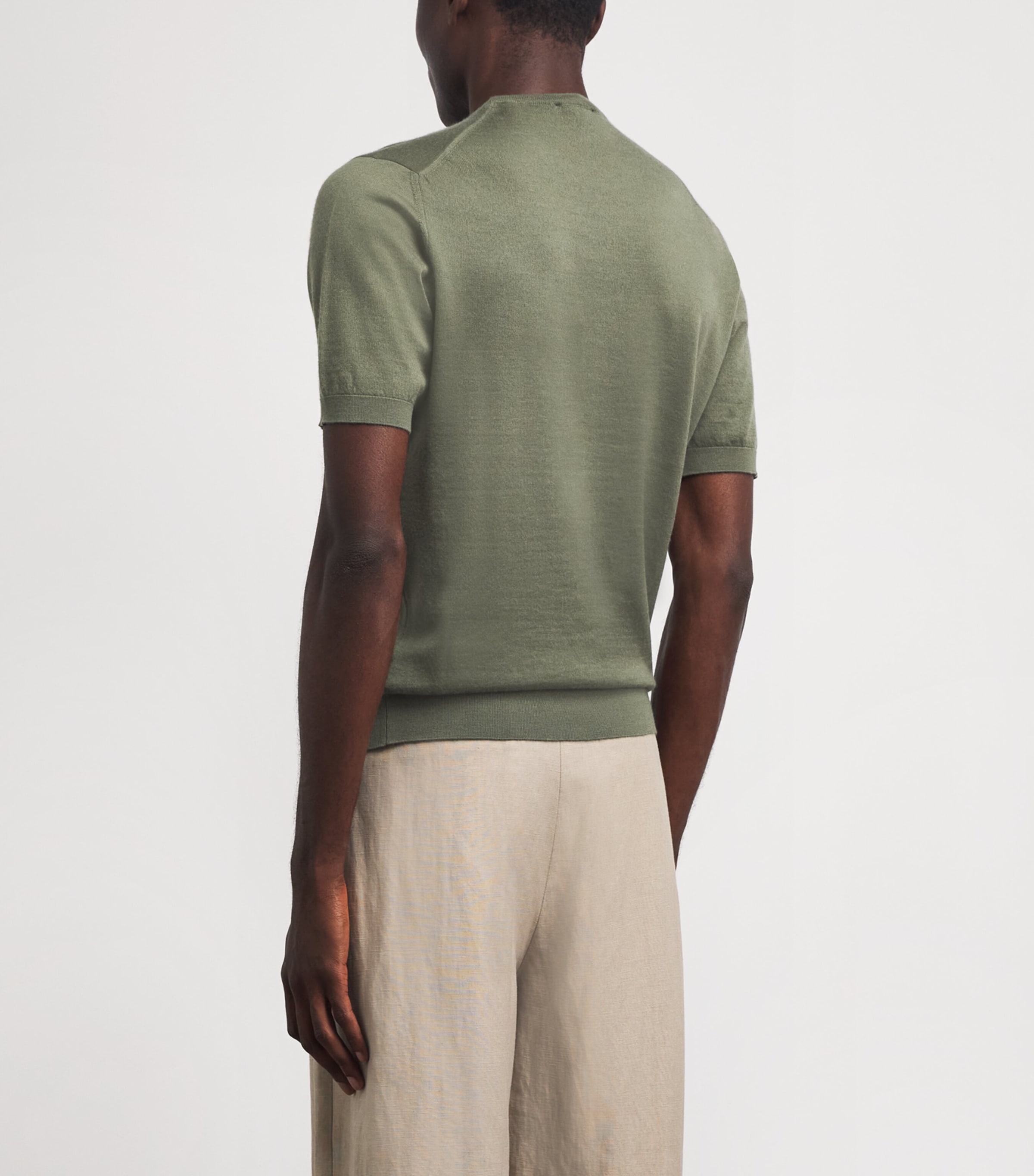 Colombo Mens Cashmere T-Shirt Green Image 5