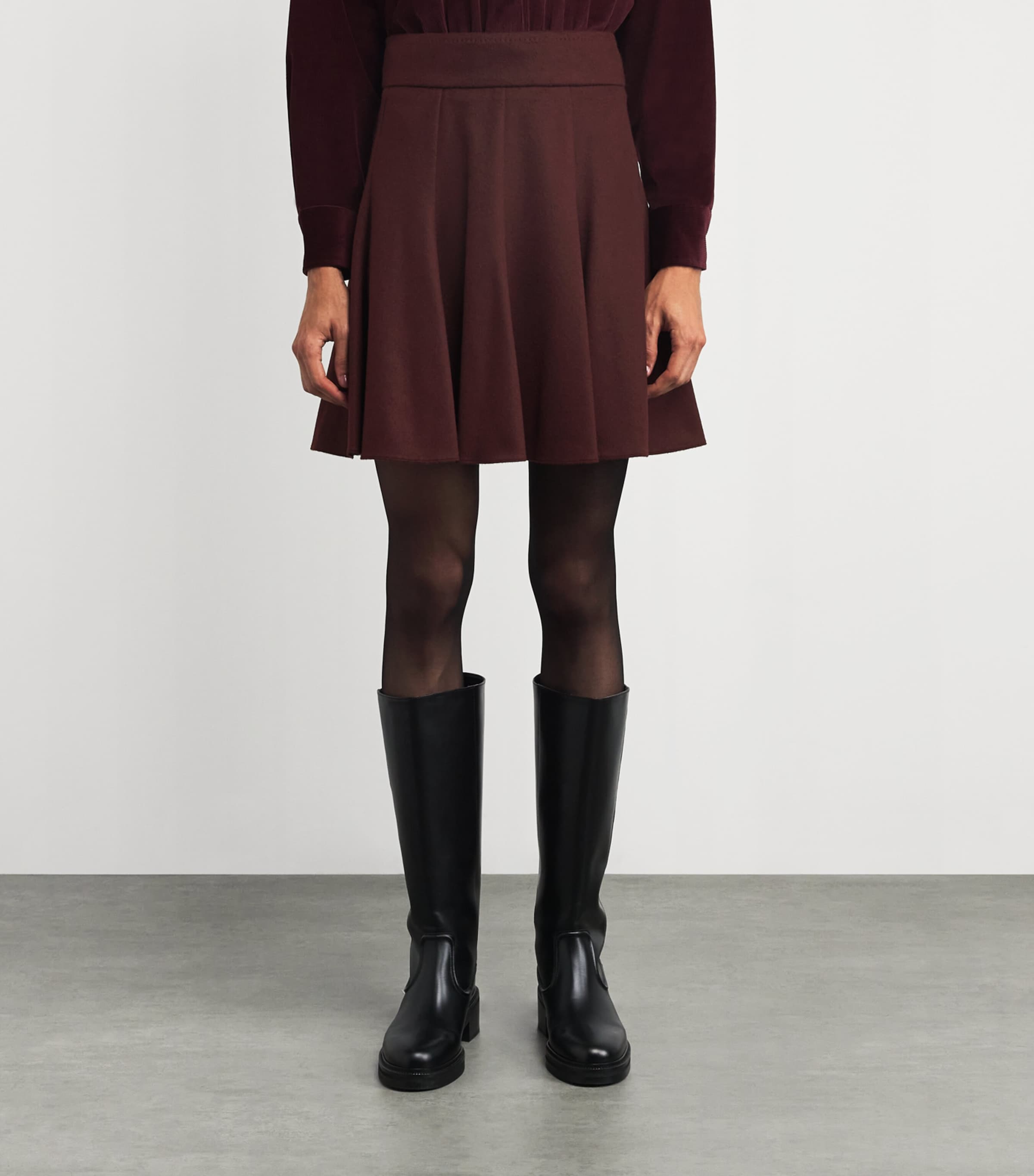 Camel Wool Mini Skirt CHERRY Image 3