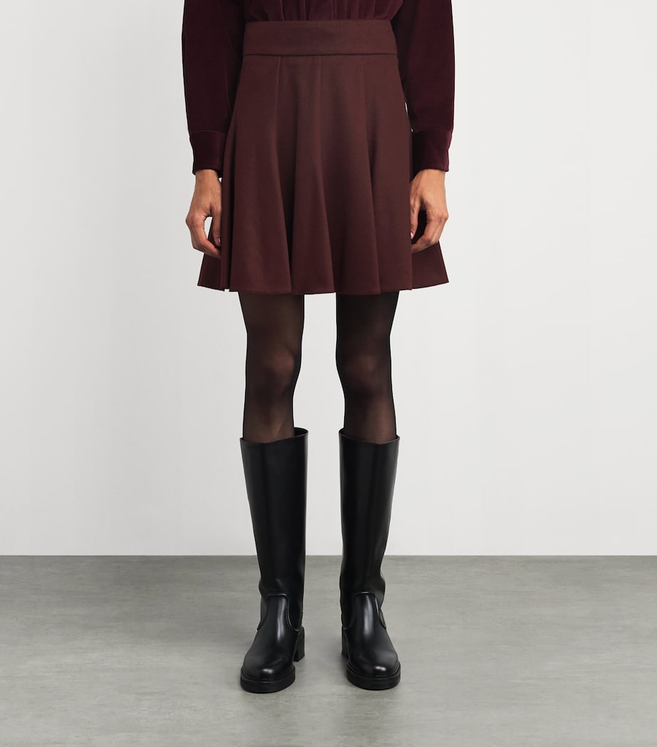 Camel Wool Mini Skirt CHERRY Image 3