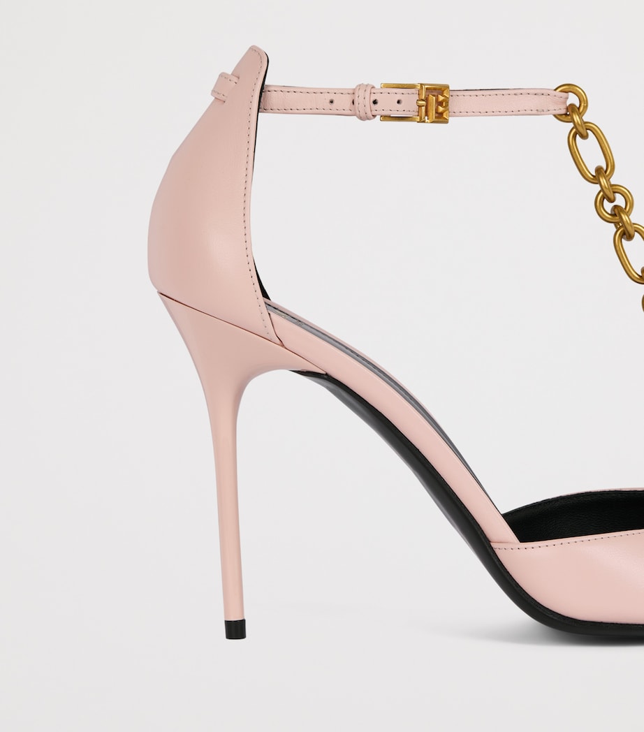 Balmain Calfskin Sync Heeled Sandals 95 Rose Pale Image 5
