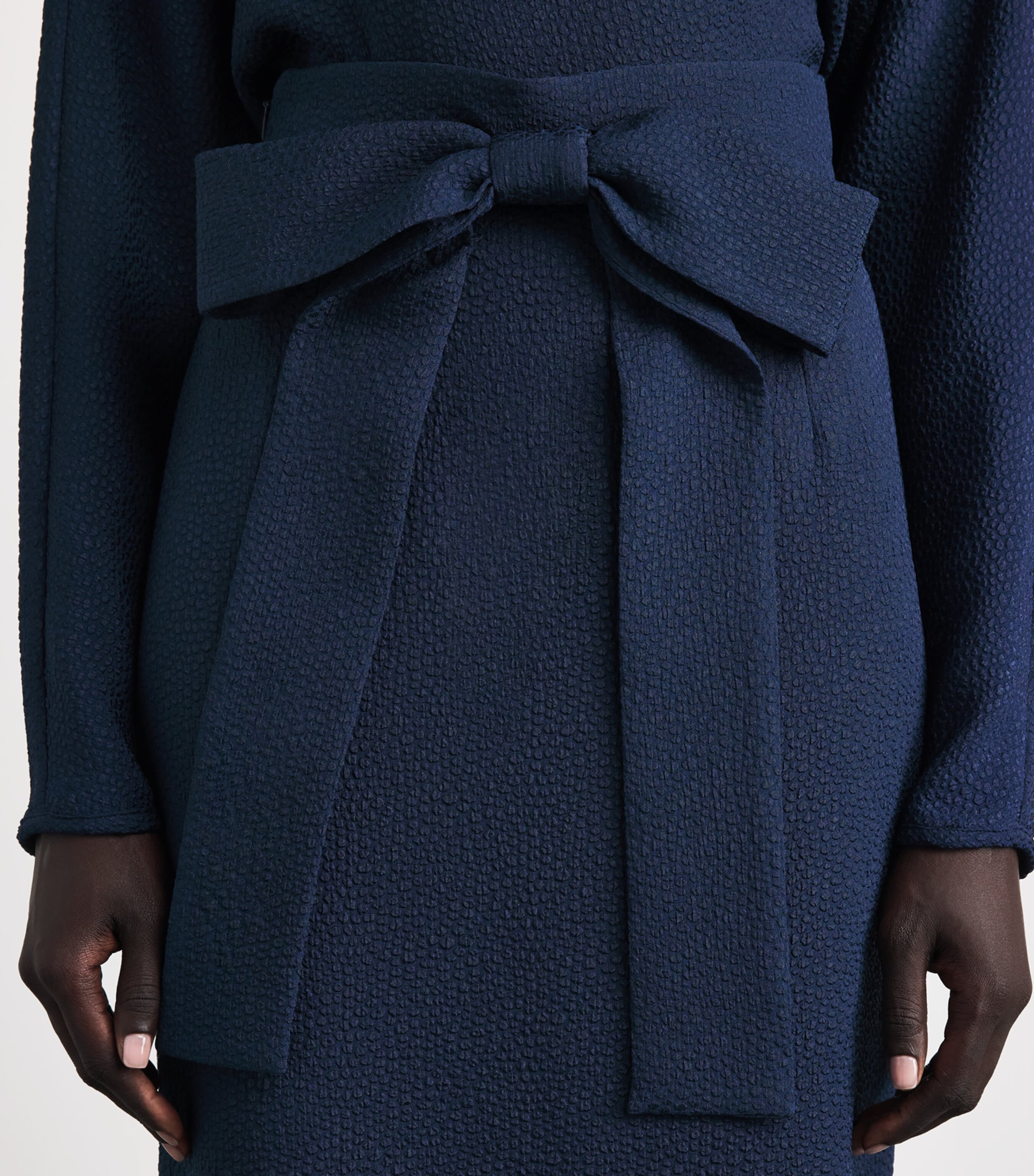 Edeline Lee Womens Jacquard Bow Midi Skirt Nav/navy Image 3