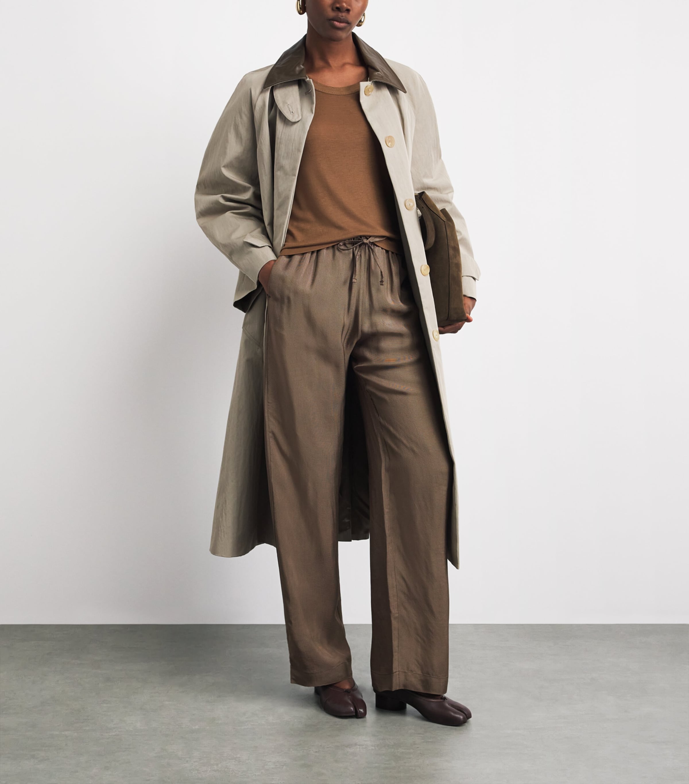 Róhe Womens Check Drawstring Trousers Brwn Min Ch Image 2