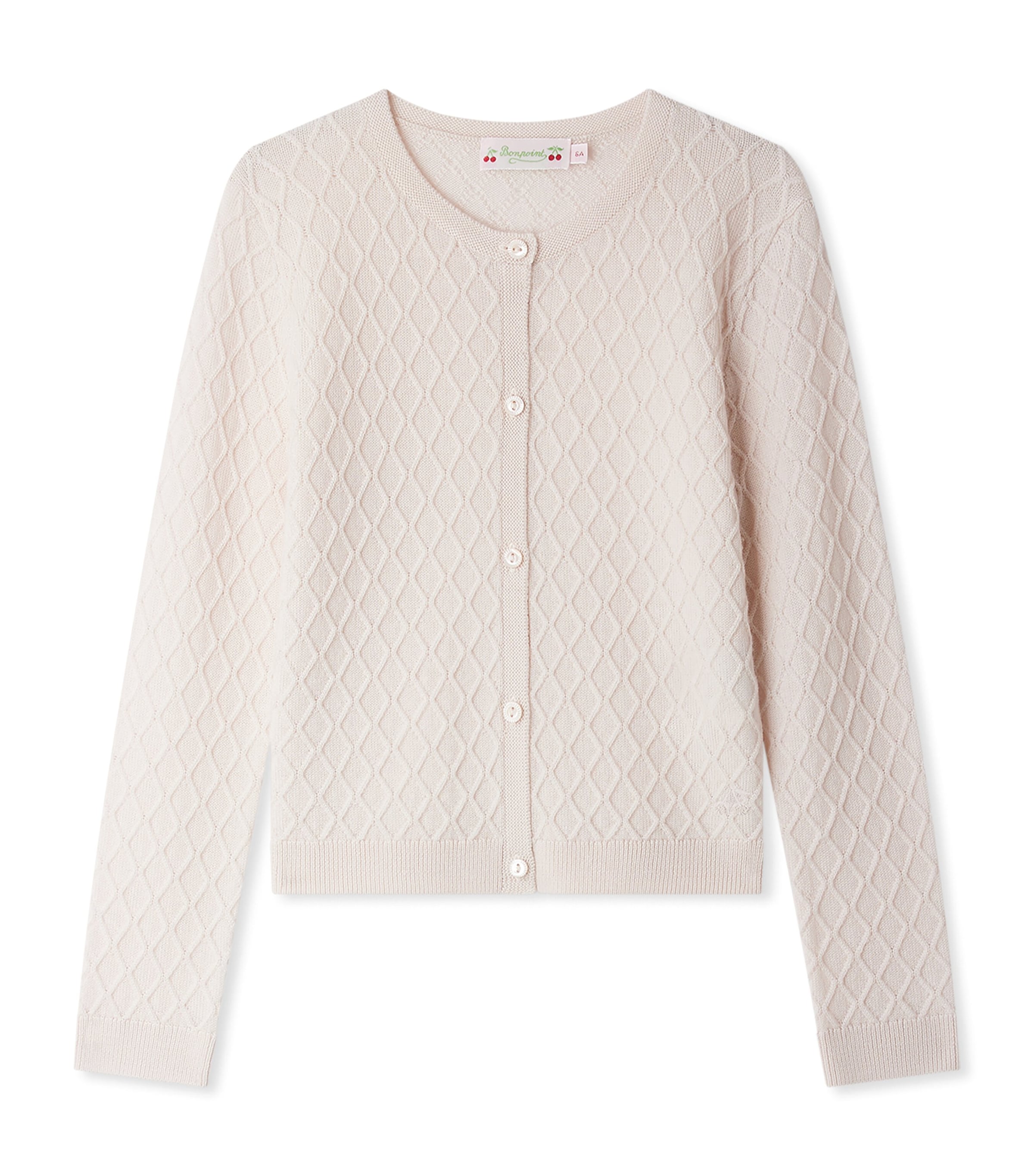 Bonpoint Diamond-pattern Cardigan In Pink