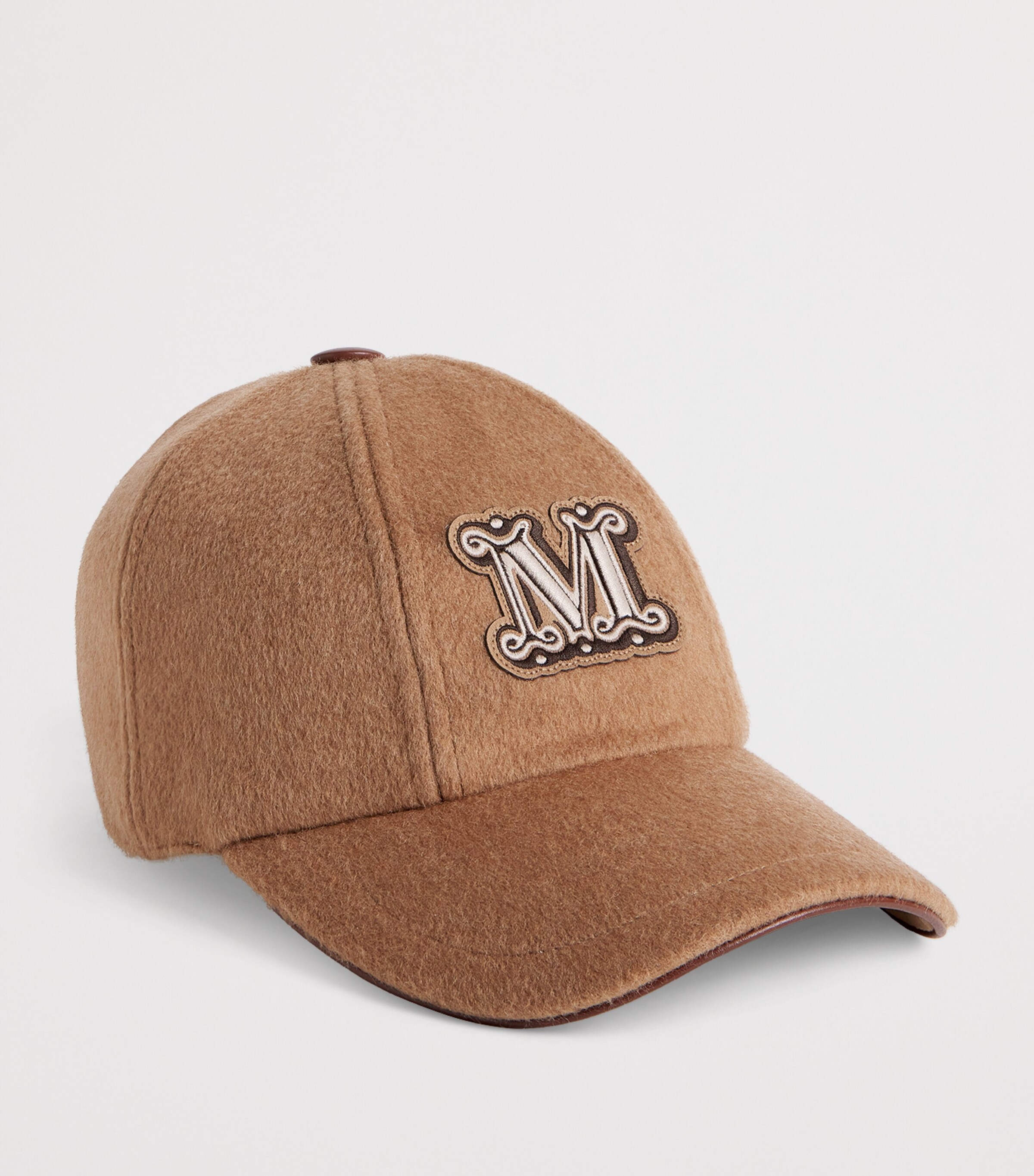 Cashmere Monogram Baseball Cap CAMEL Image 2