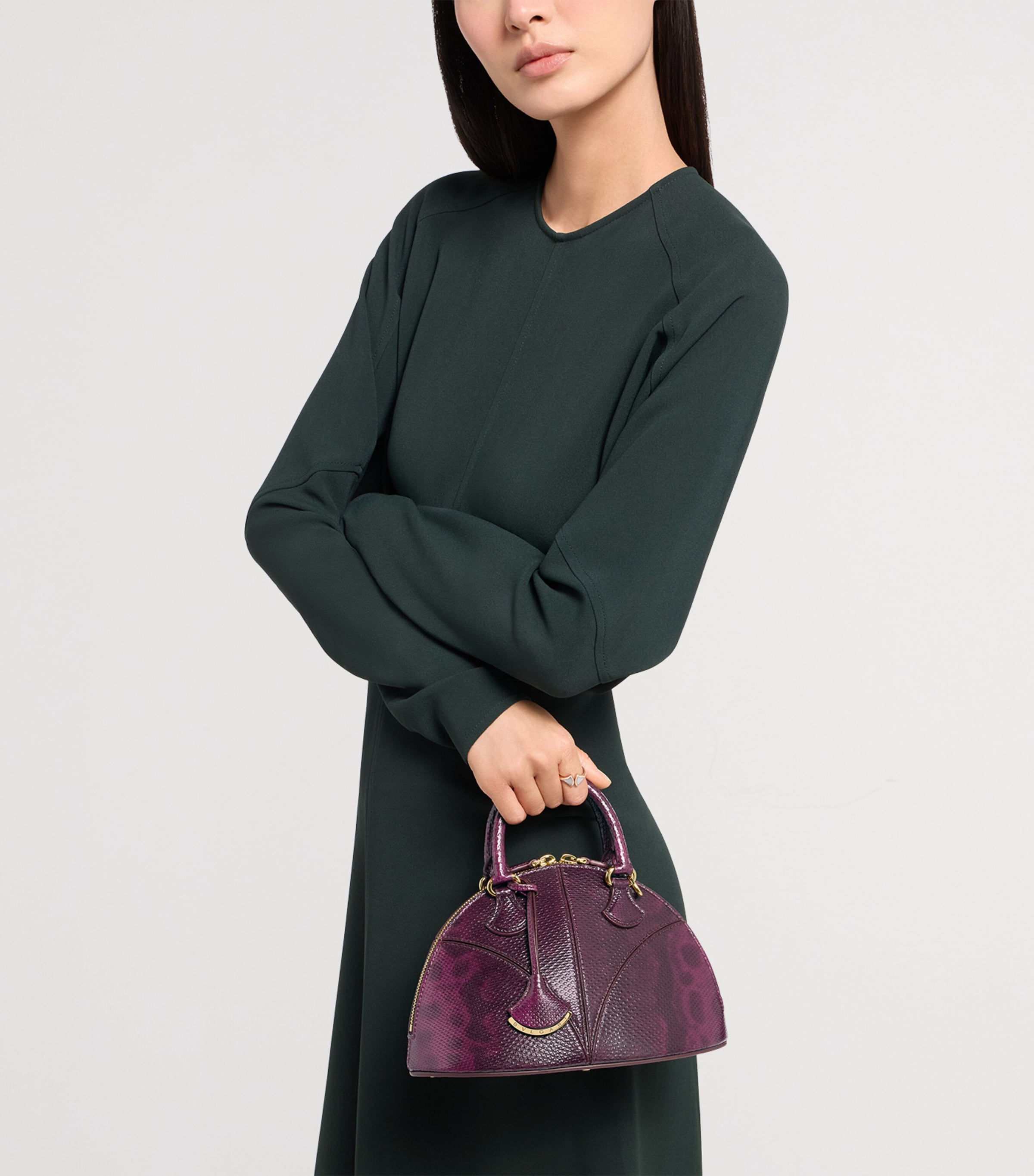 Bvlgari Small Leather Marquise Top-Handle Bag Purple Image 4