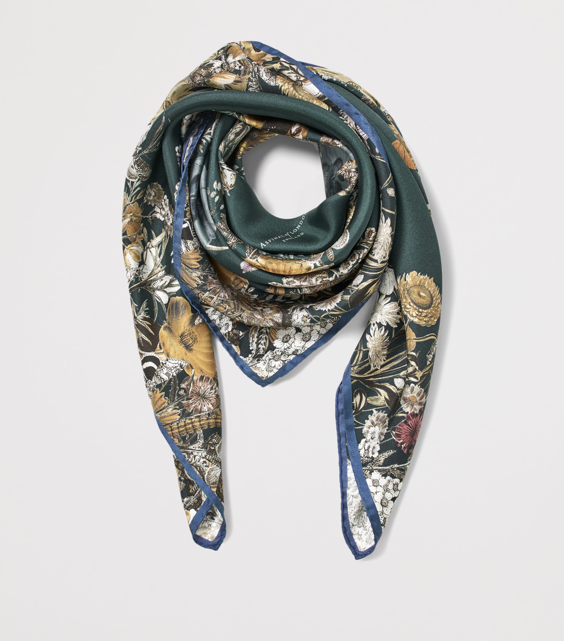 Silk Floral Monogram Scarf ALPINE Image 3