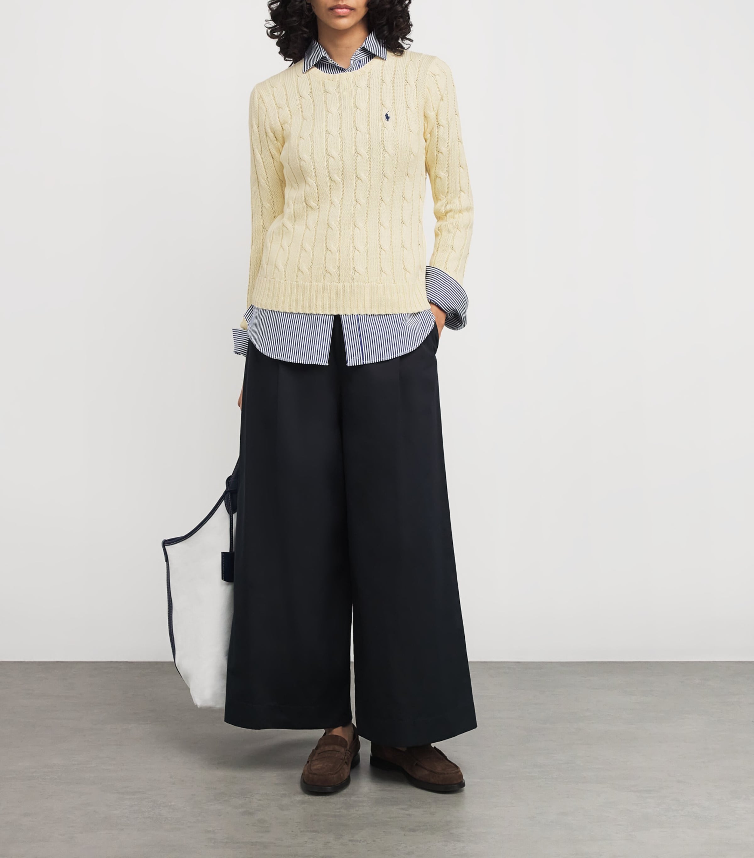 Cotton  Cable-Knit Julianna Sweater CREAM Image 2