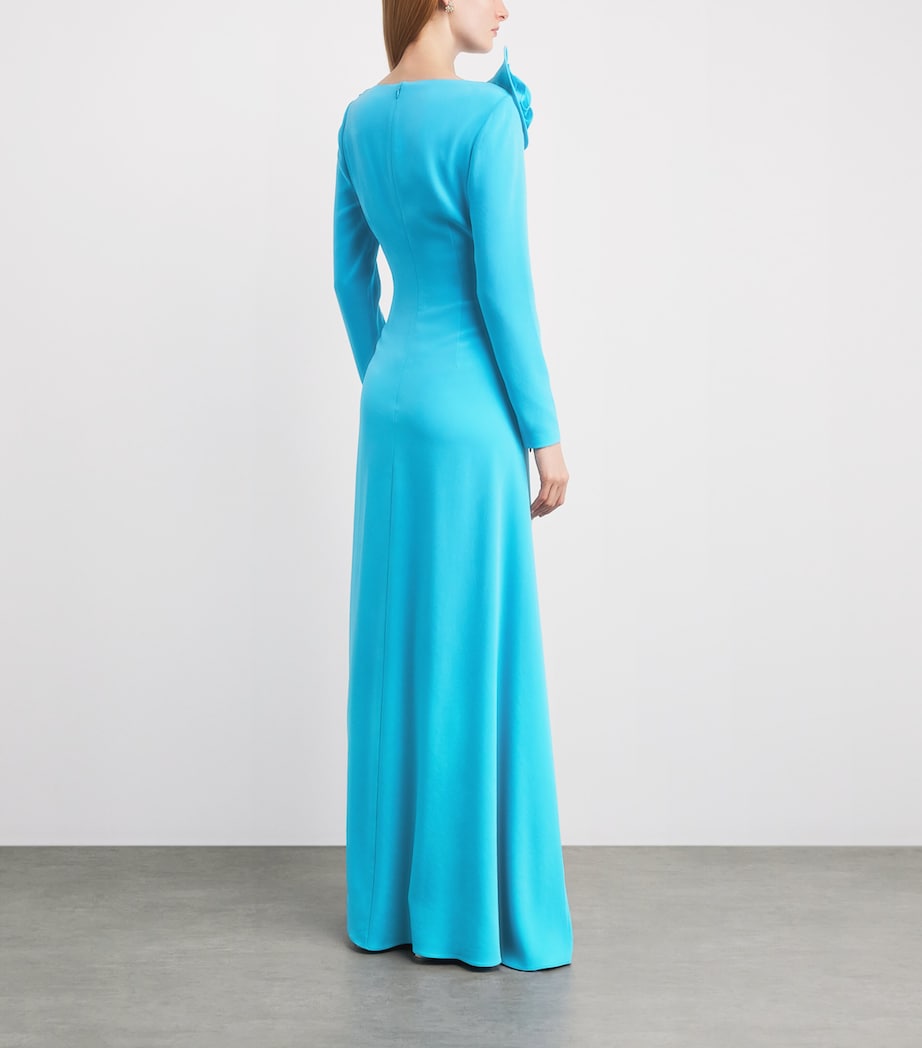 Roland Mouret Womens Flower Appliqué Gown Dark Topaz Image 4