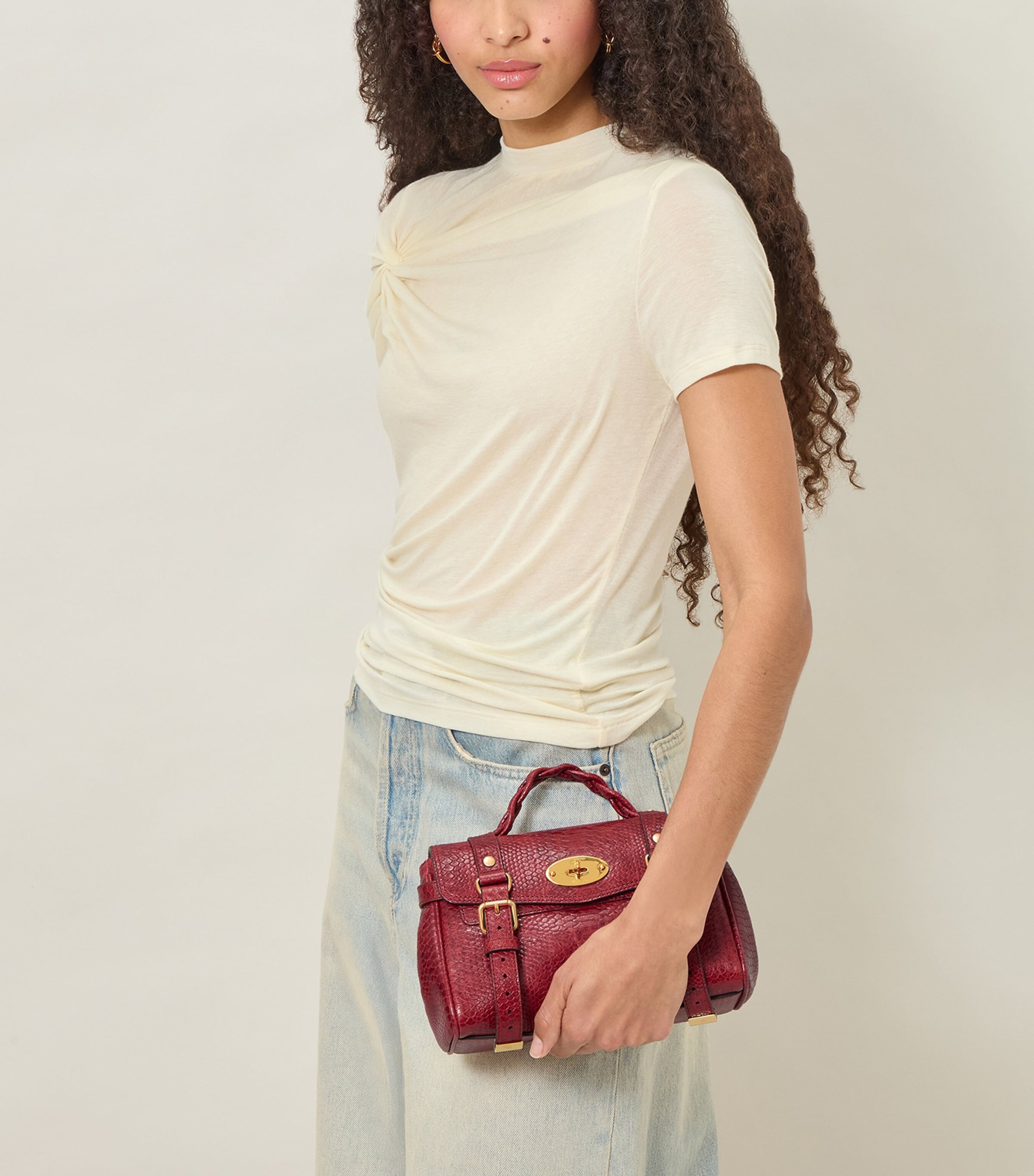 Mulberry Mini Leather Snake Print Alexa Cross-Body Bag Apple Red Image 2