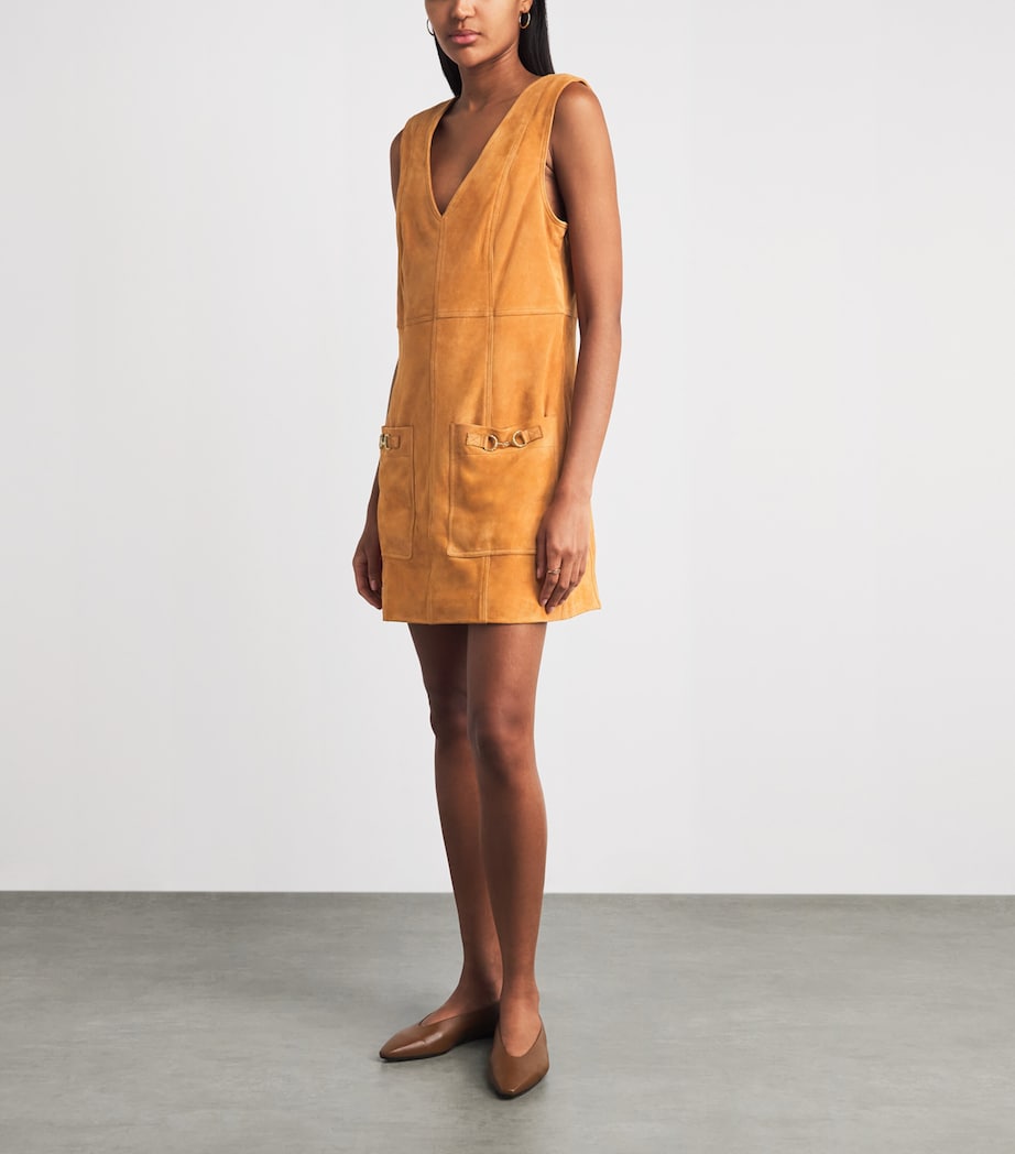 Ulla Johnson Womens Suede Sloane Mini Dress Cognac Image 6