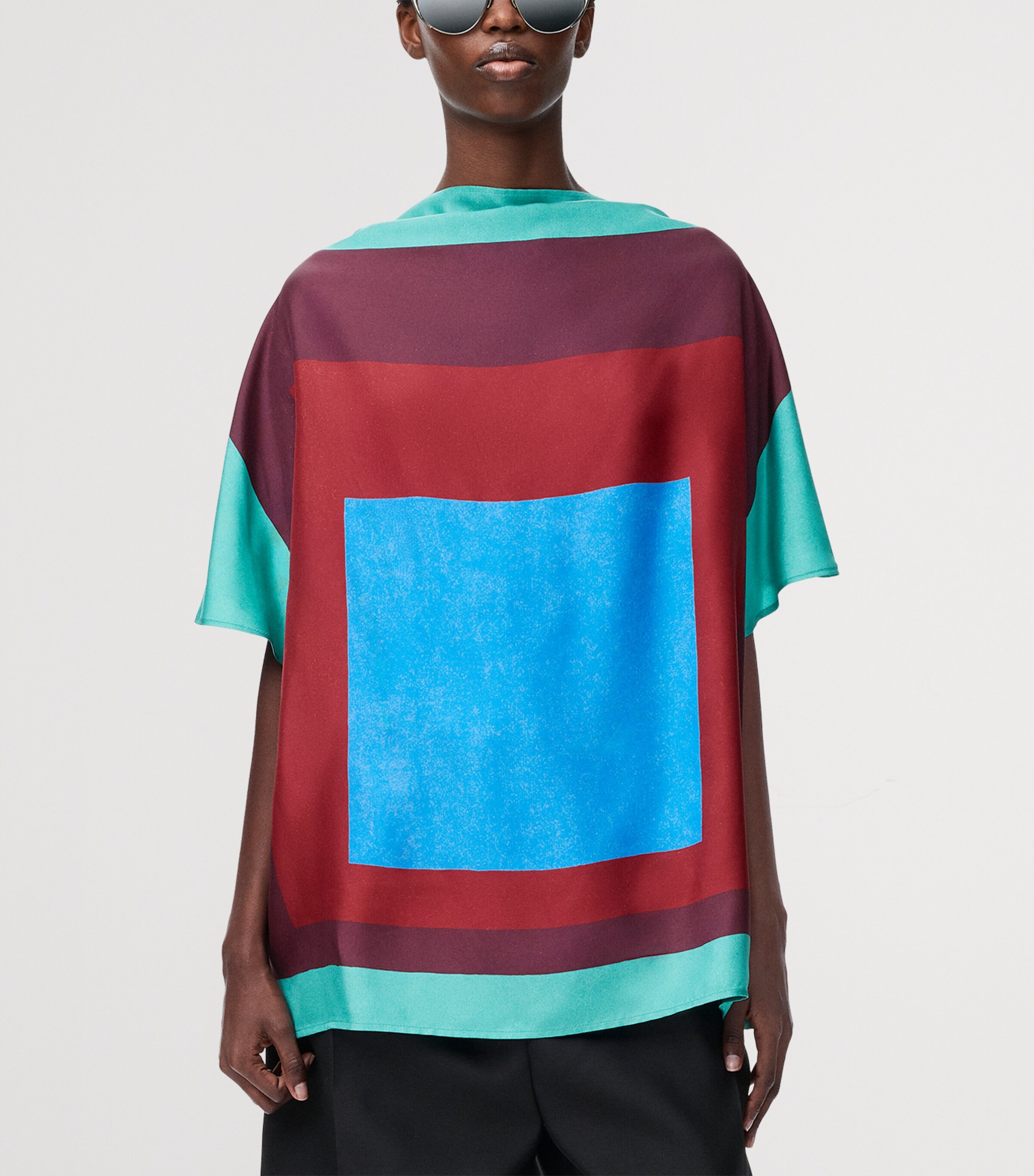 Silk Scarf-Effect T-Shirt GREEN/RED/MULTICOLOR Image 3