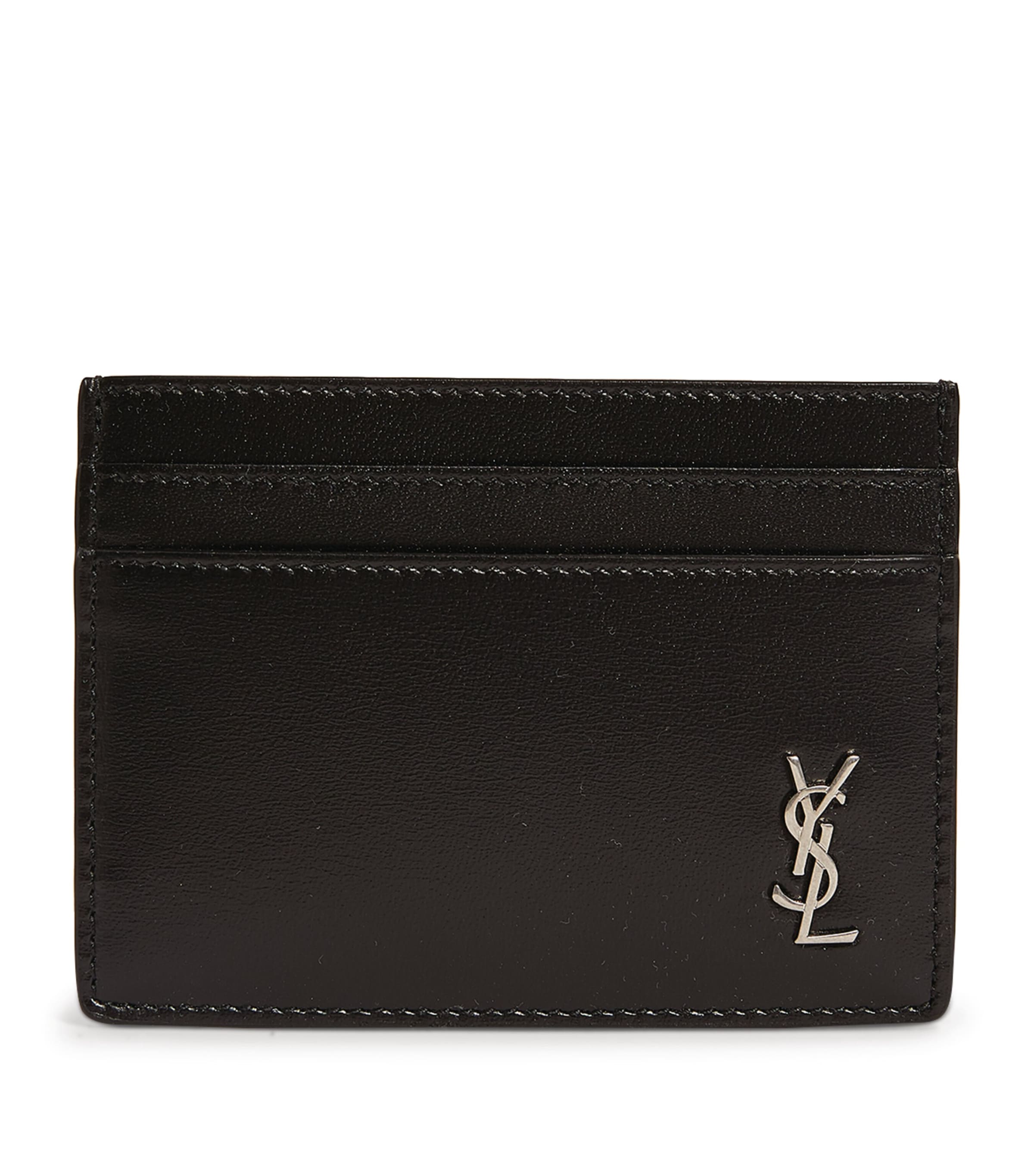 Saint Laurent Tiny Cassandre Card Holder Wallets Black In Black