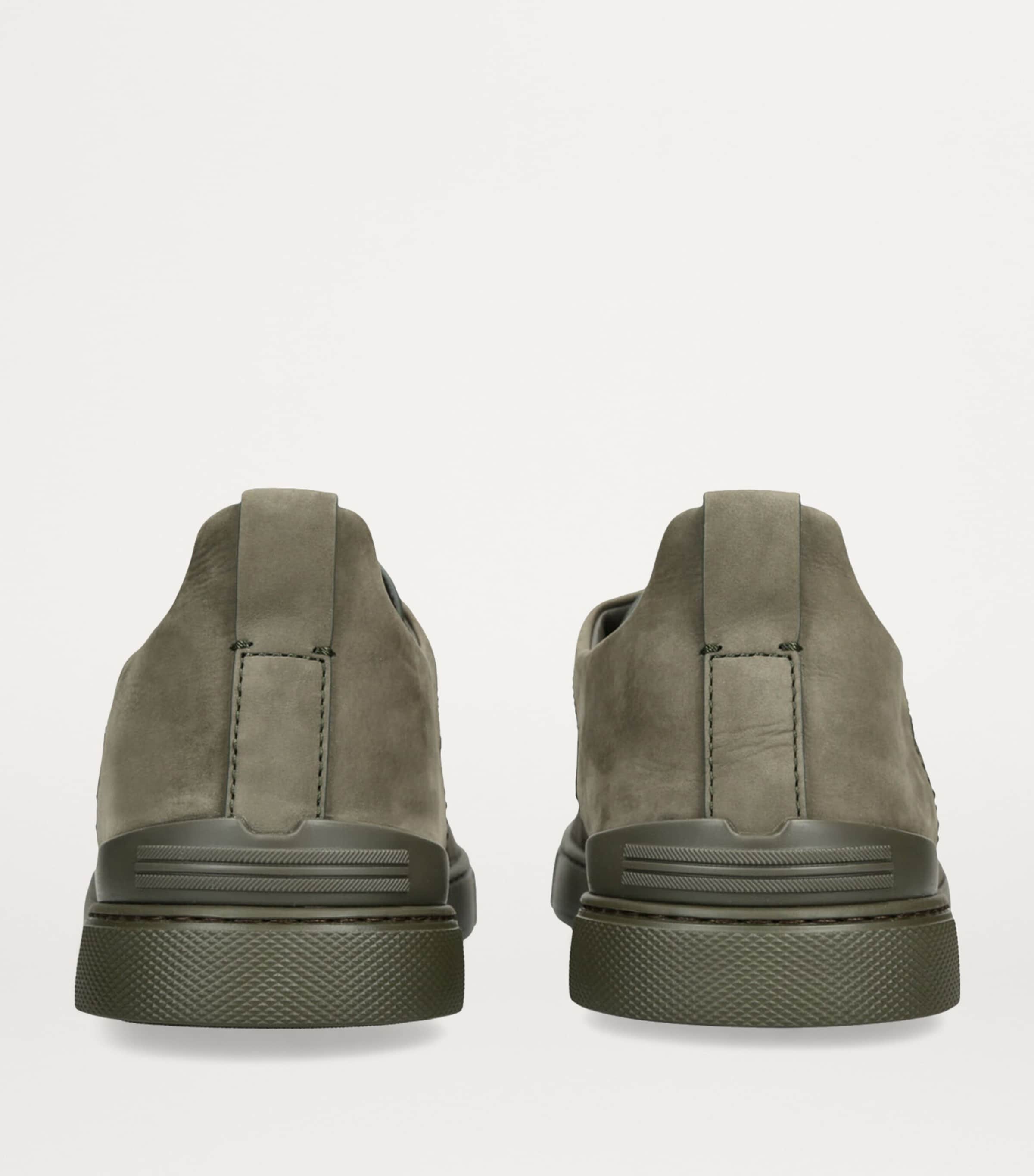 Crocodile Leather Triple Stitch SECONDSKIN Sneakers KHAKI Image 2