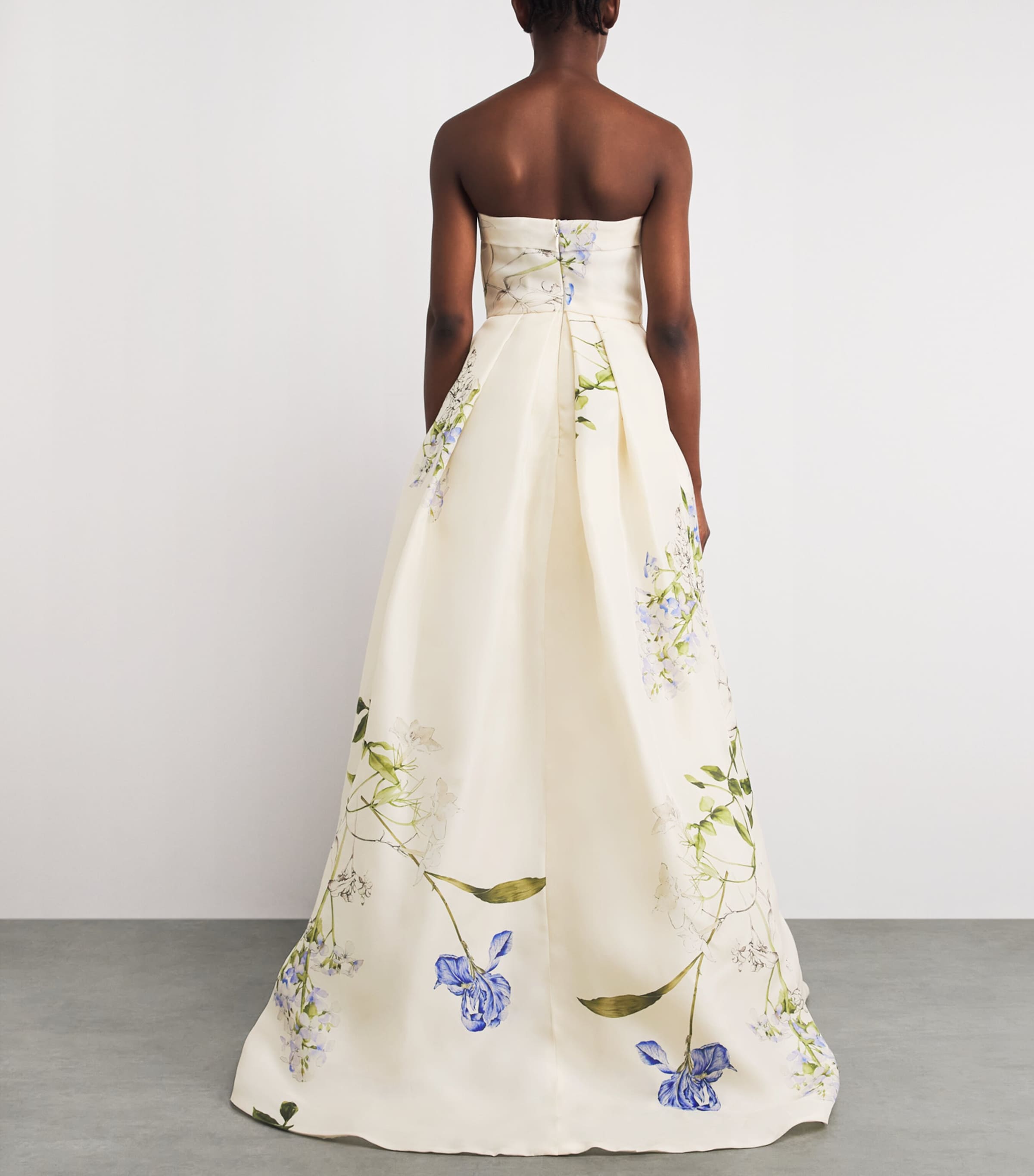 Monique Lhuillier Womens Silk Gazar Iris Bouquet Gown Ivory Multi Image 4