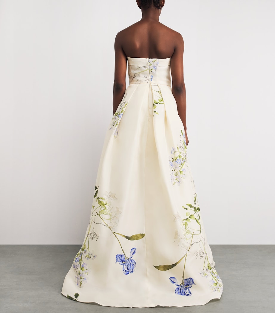 Monique Lhuillier Womens Silk Gazar Iris Bouquet Gown Ivory Multi Image 4