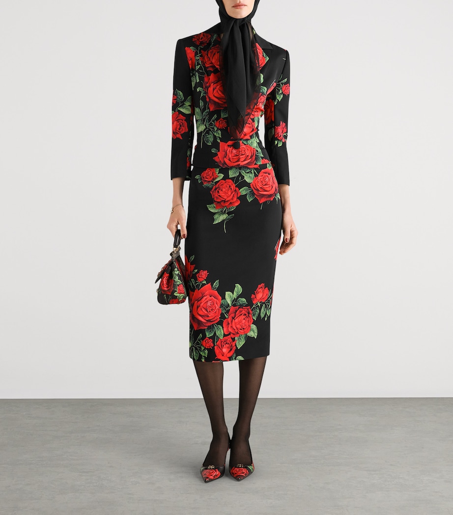 Dolce&Gabbana Womens Silk-Blend Floral Midi Skirt Rose Rosse F Image 2