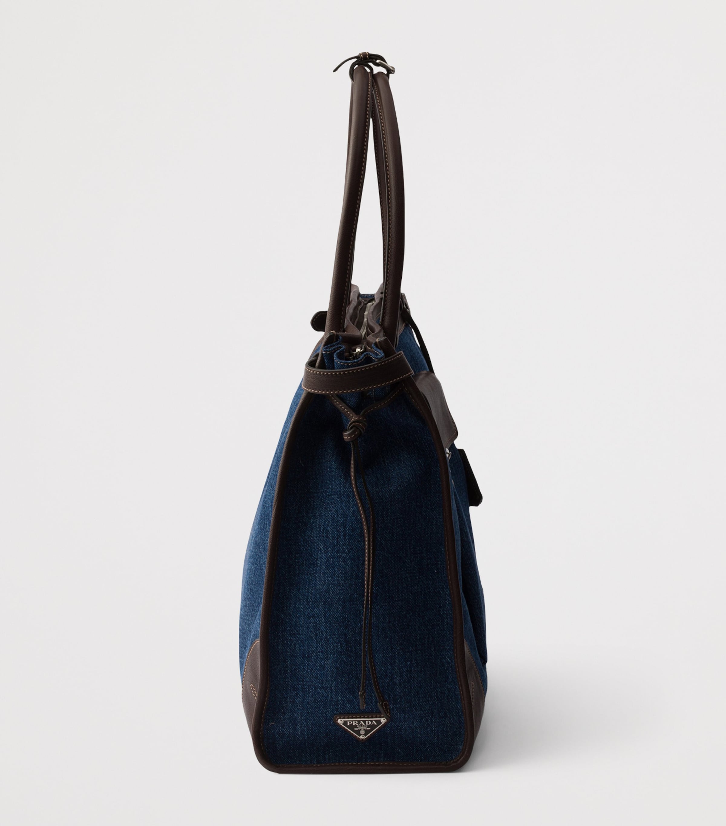 Prada Denim and Leather Bonnie Tote Bag Blue Image 8