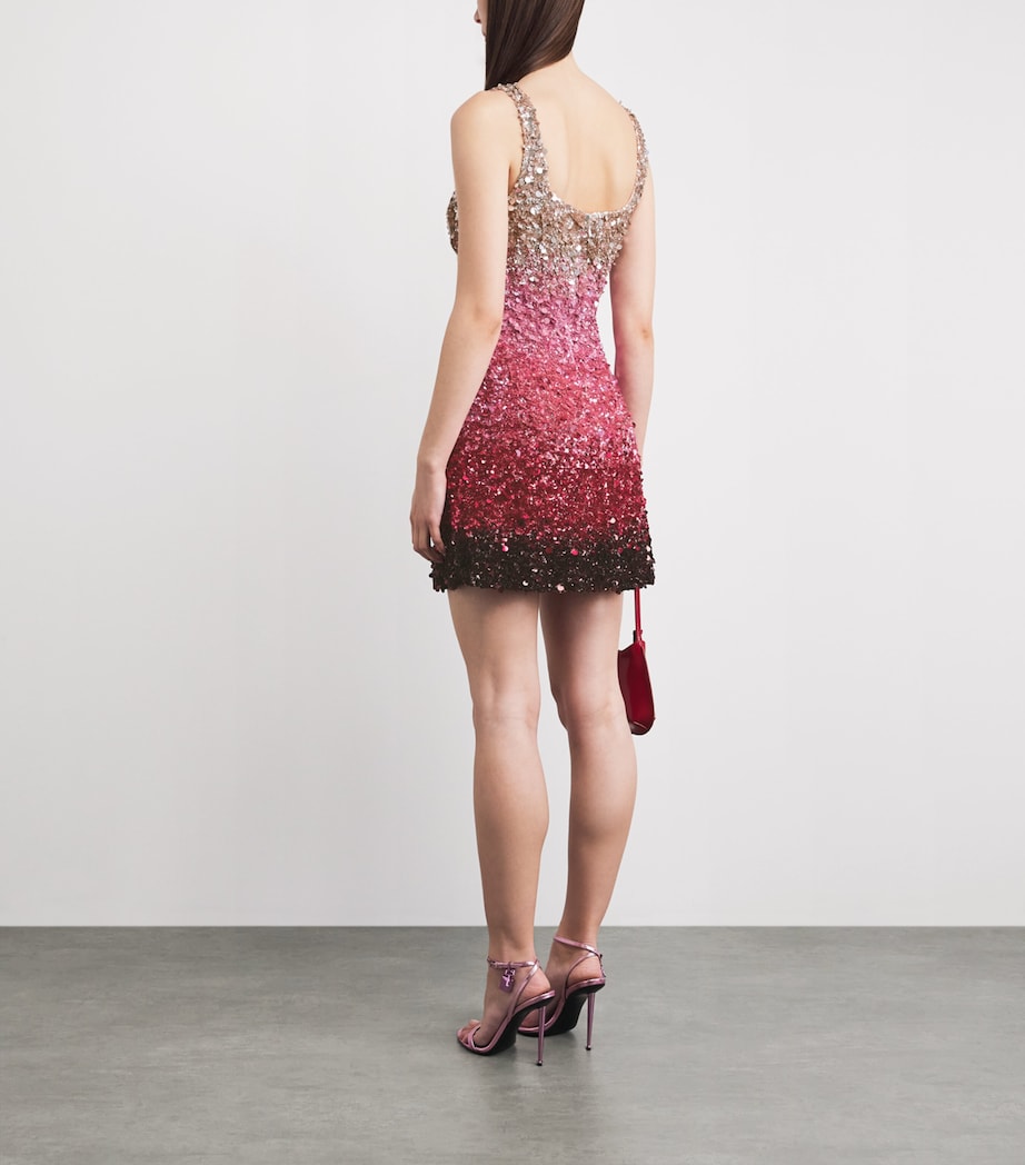 Alice+Olivia Womens Embellished Eve Mini Dress Asc Ombre Pink Image 4