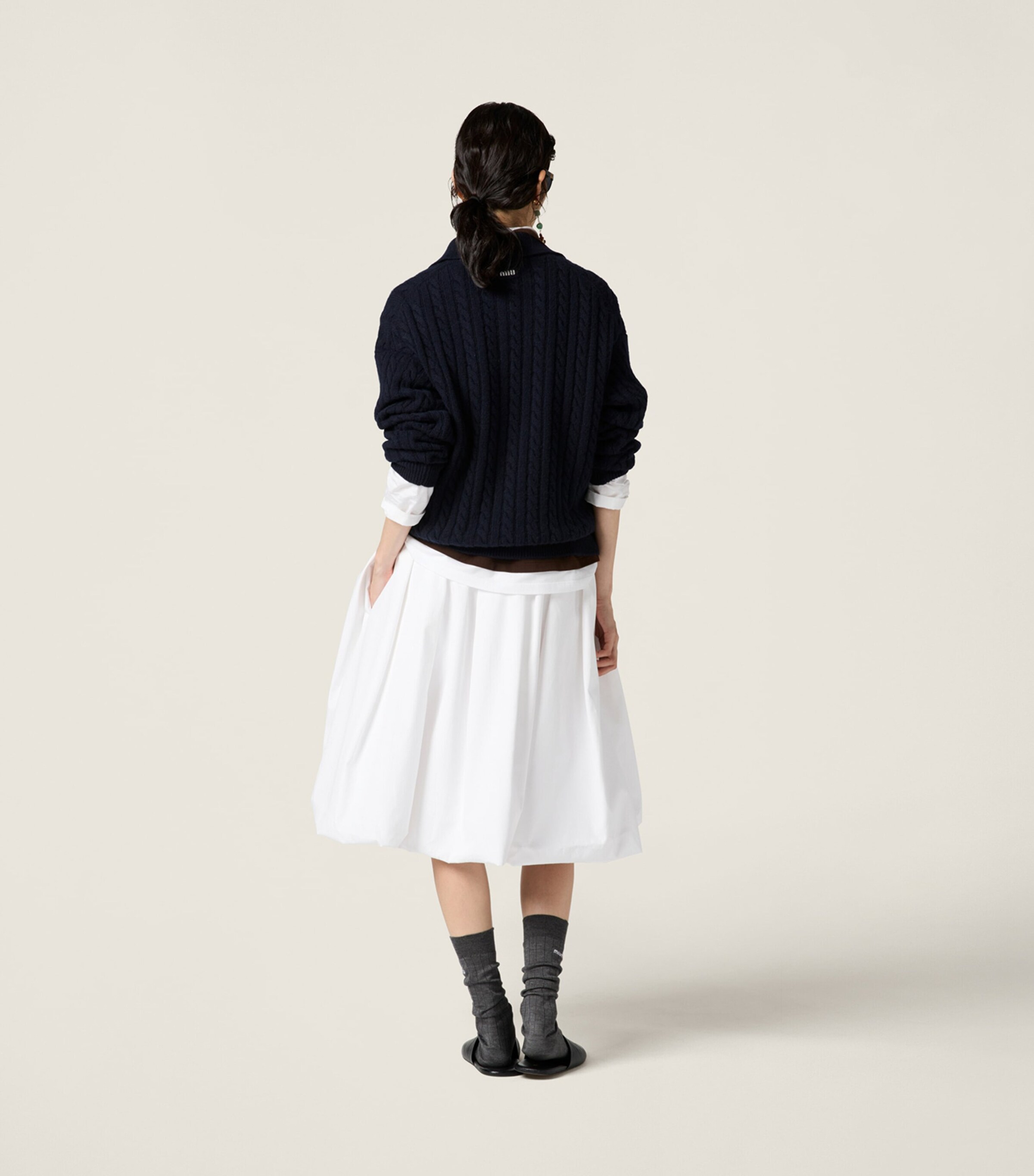 スカート MIU MIU WHITE COTTON SKIRT Miu Miu Cotton-Linen Midi Skirt | Harrods UK