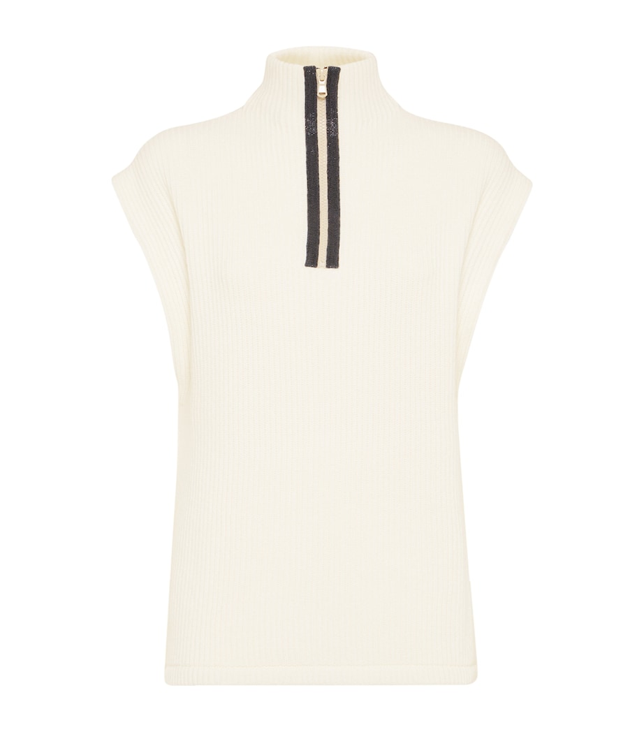Cashmere Monili Zip-Up Rollneck Sweater Vest CKR53 Image 1