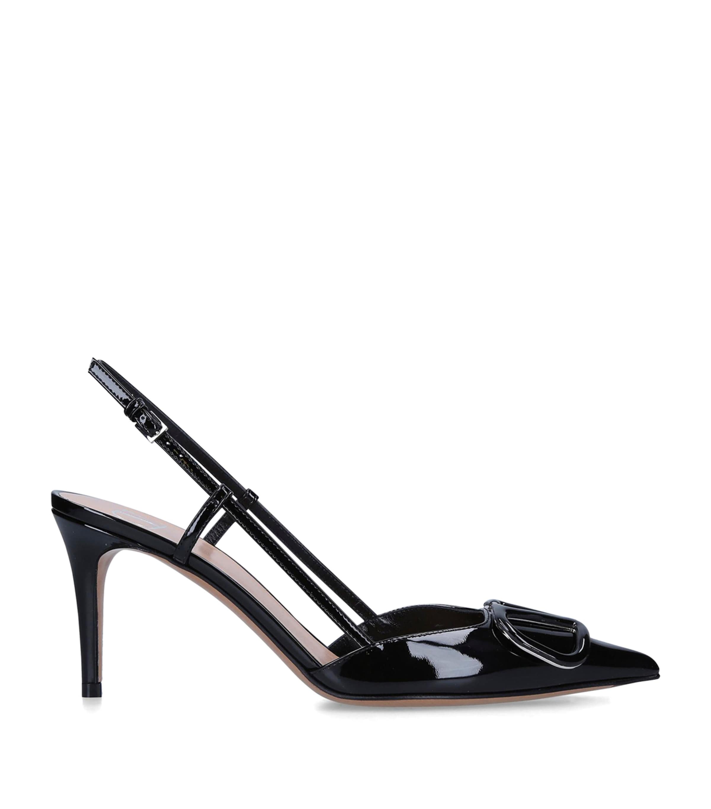 Valentino Garavani Leather Logo Slingback Pumps 80 In Black