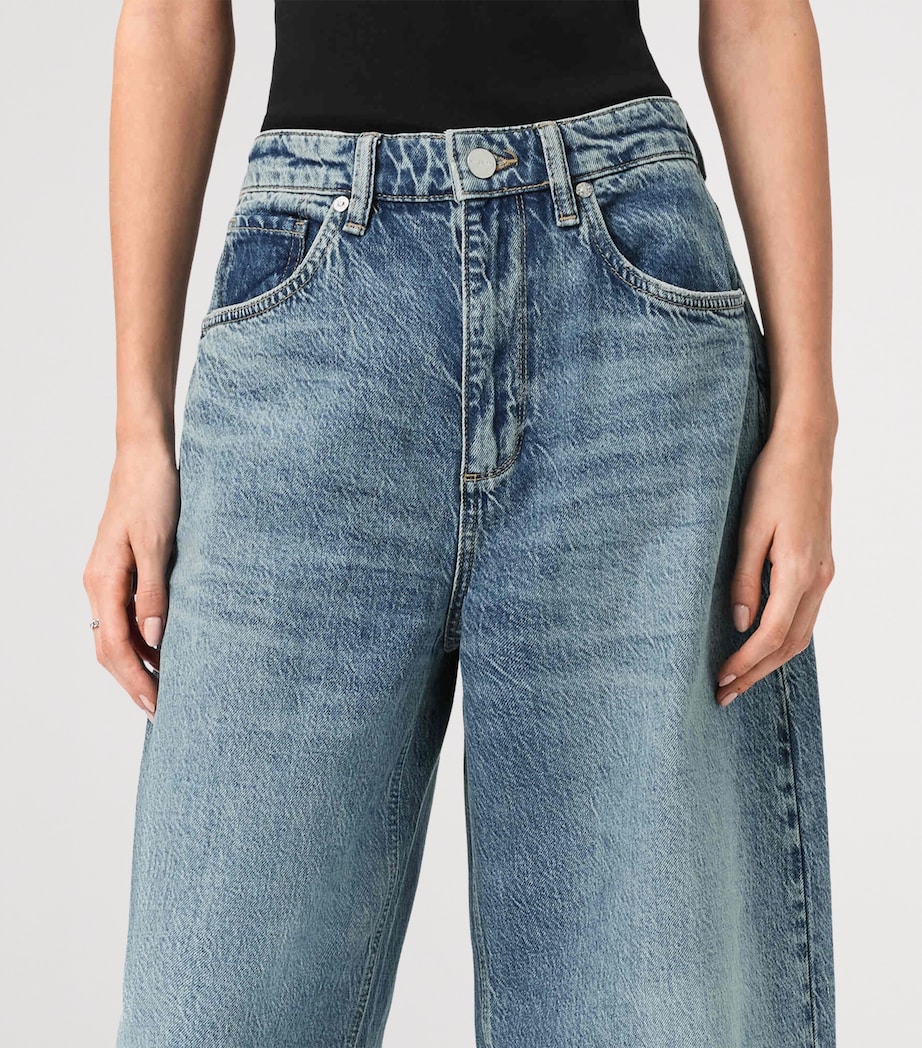 AllSaints Womens Cropped Payton Barrel-Leg Jeans Vintage Indigo Image 5