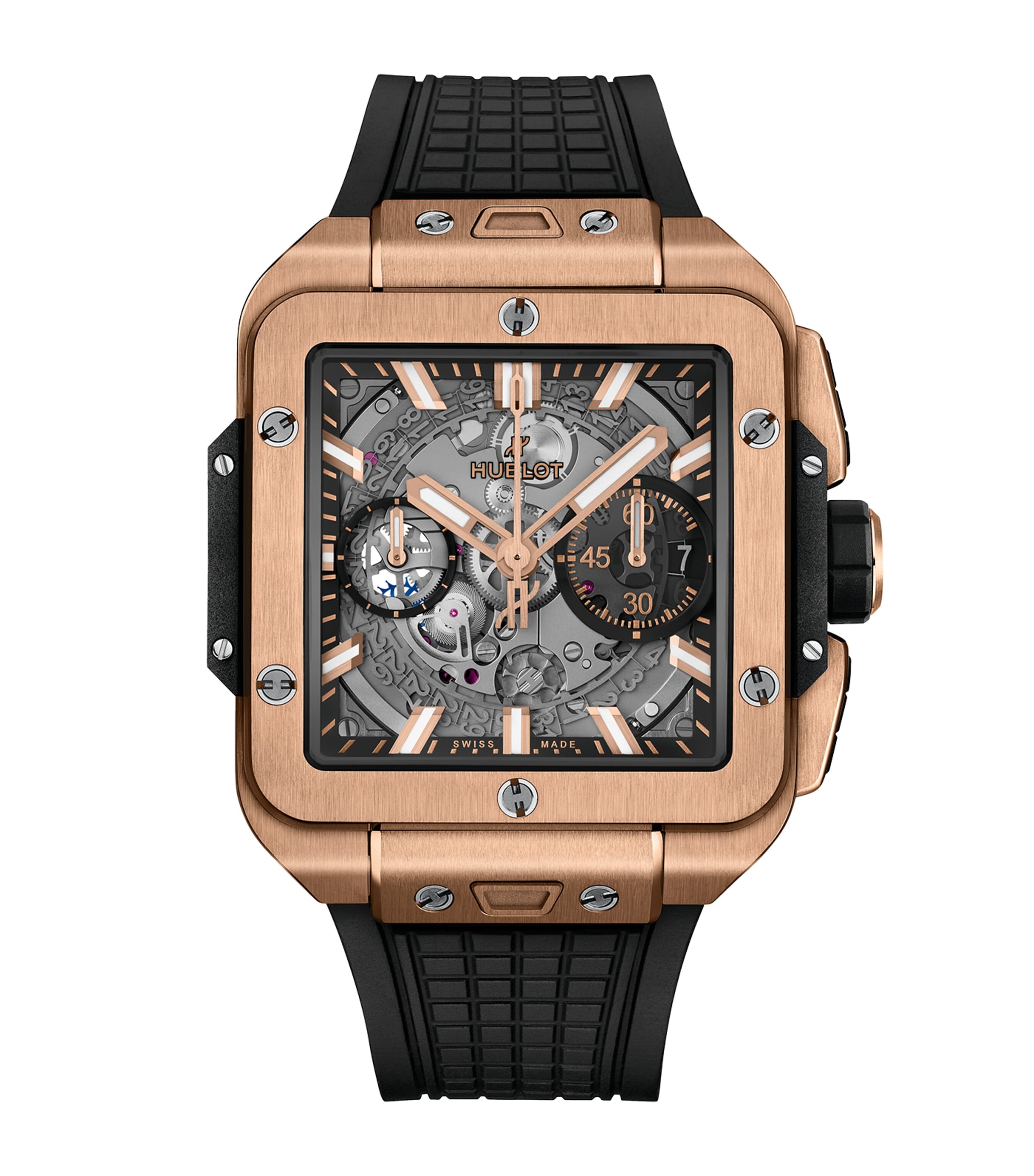 Shop Hublot King Gold Square Bang Unico Watch In Black