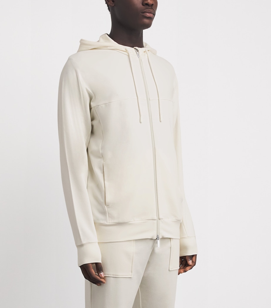 Zimmerli Mens Modal-Cotton Summer Lounge Hoodie Sea Salt Image 4