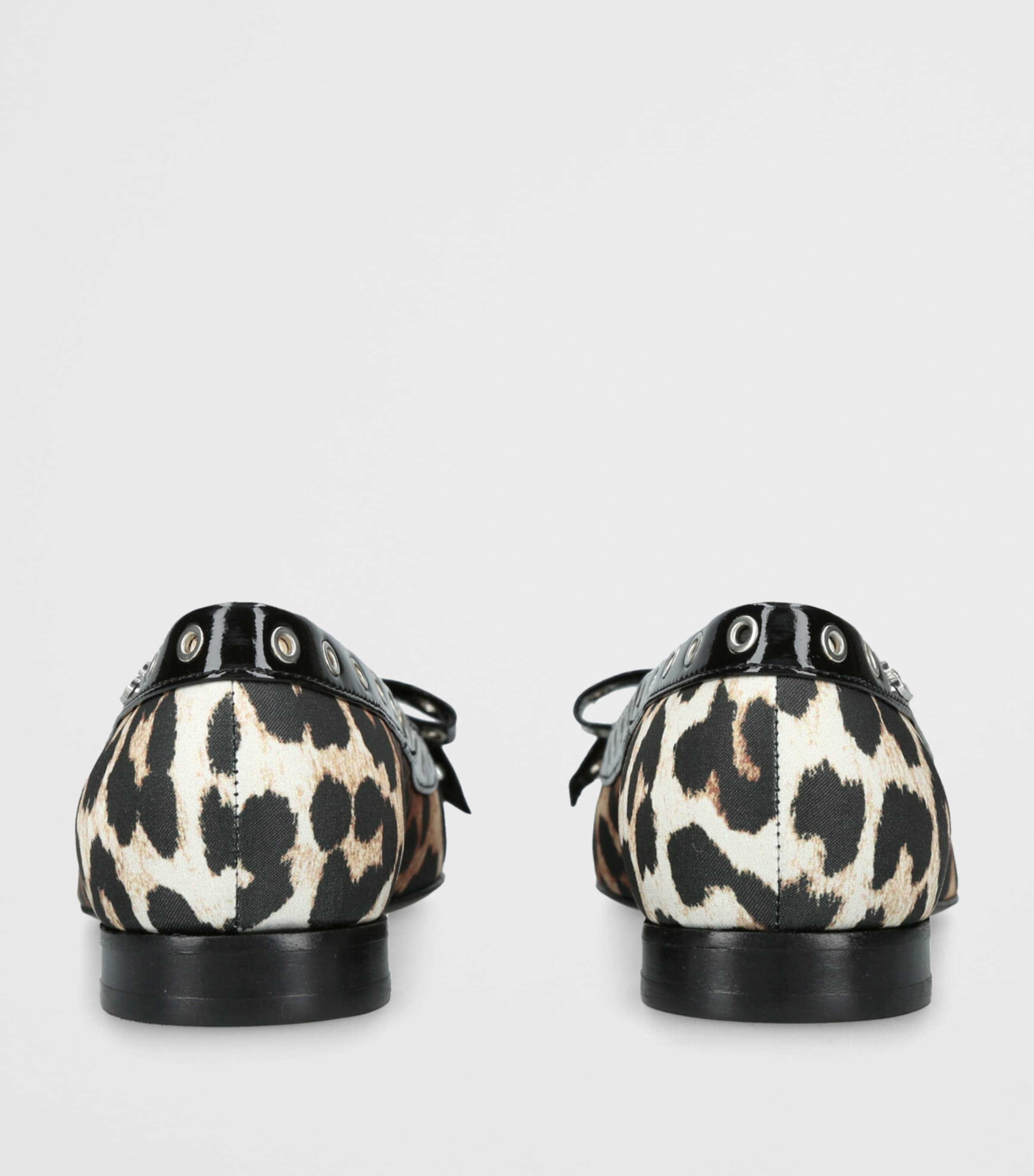 GANNI Beige Leopard Print Eyelet Ballet Flats | Harrods US