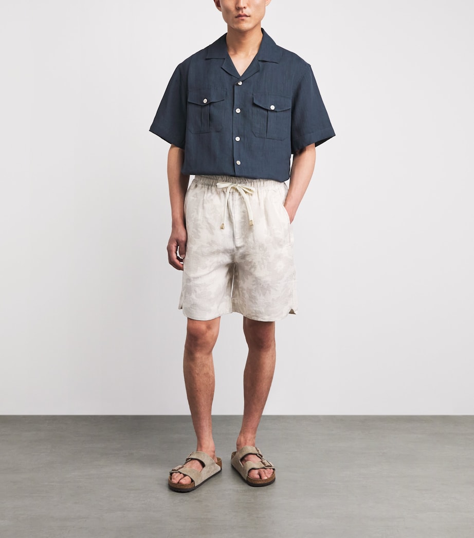 Eleventy Mens Linen Bowling Shirt Royal Image 2