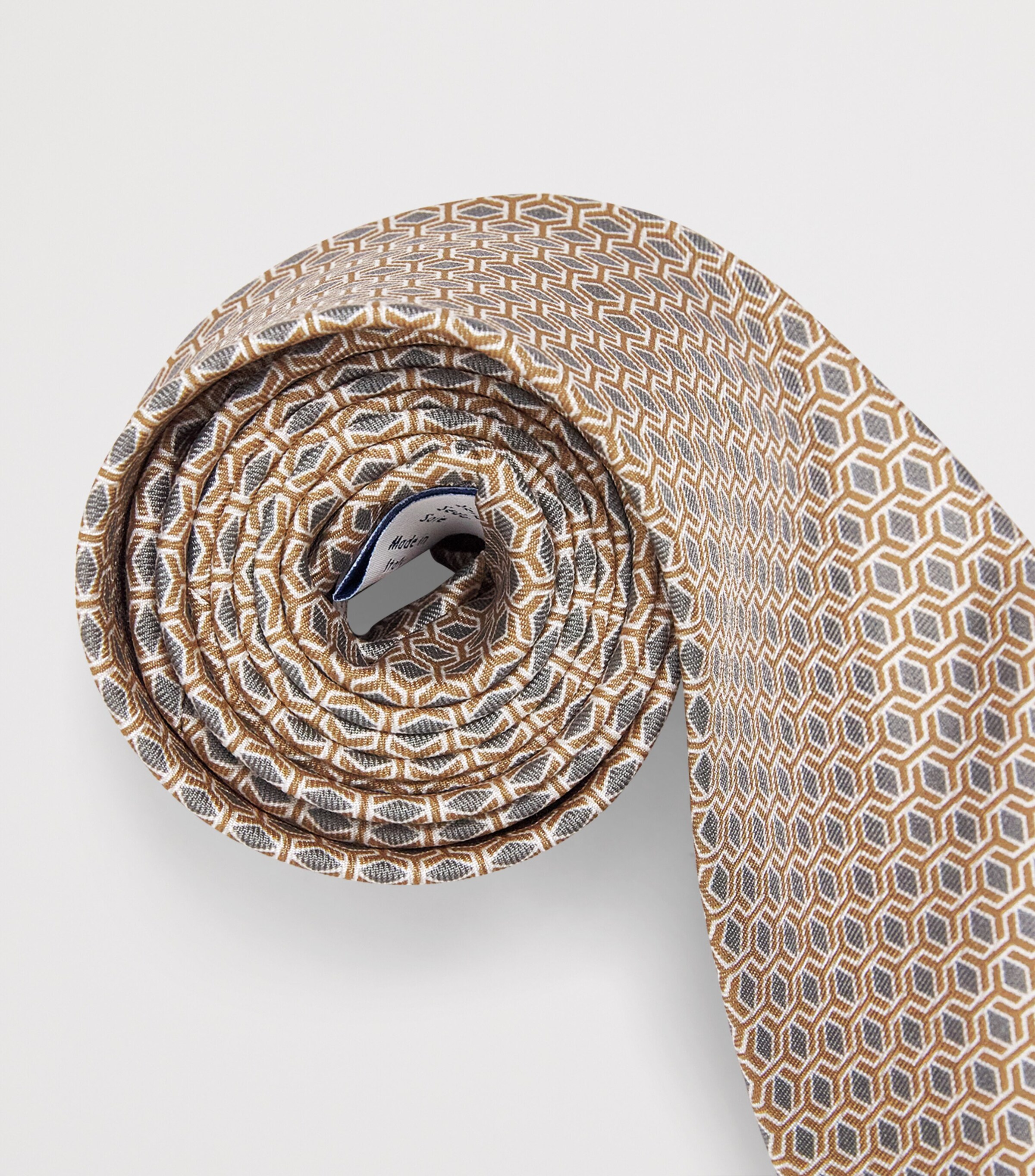 Eton Silk Geometric Tie Beige Image 3