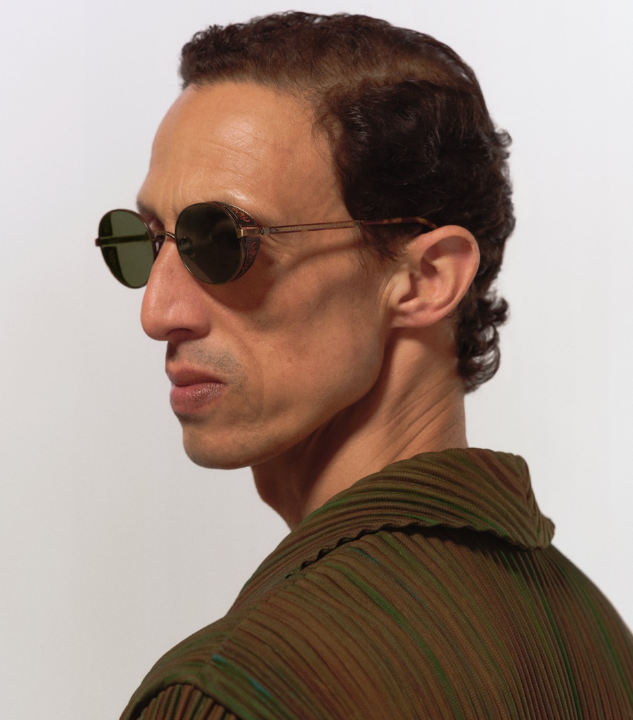 Matsuda M3137 Round Sunglasses Antqu Gld Orng Brn Image 4