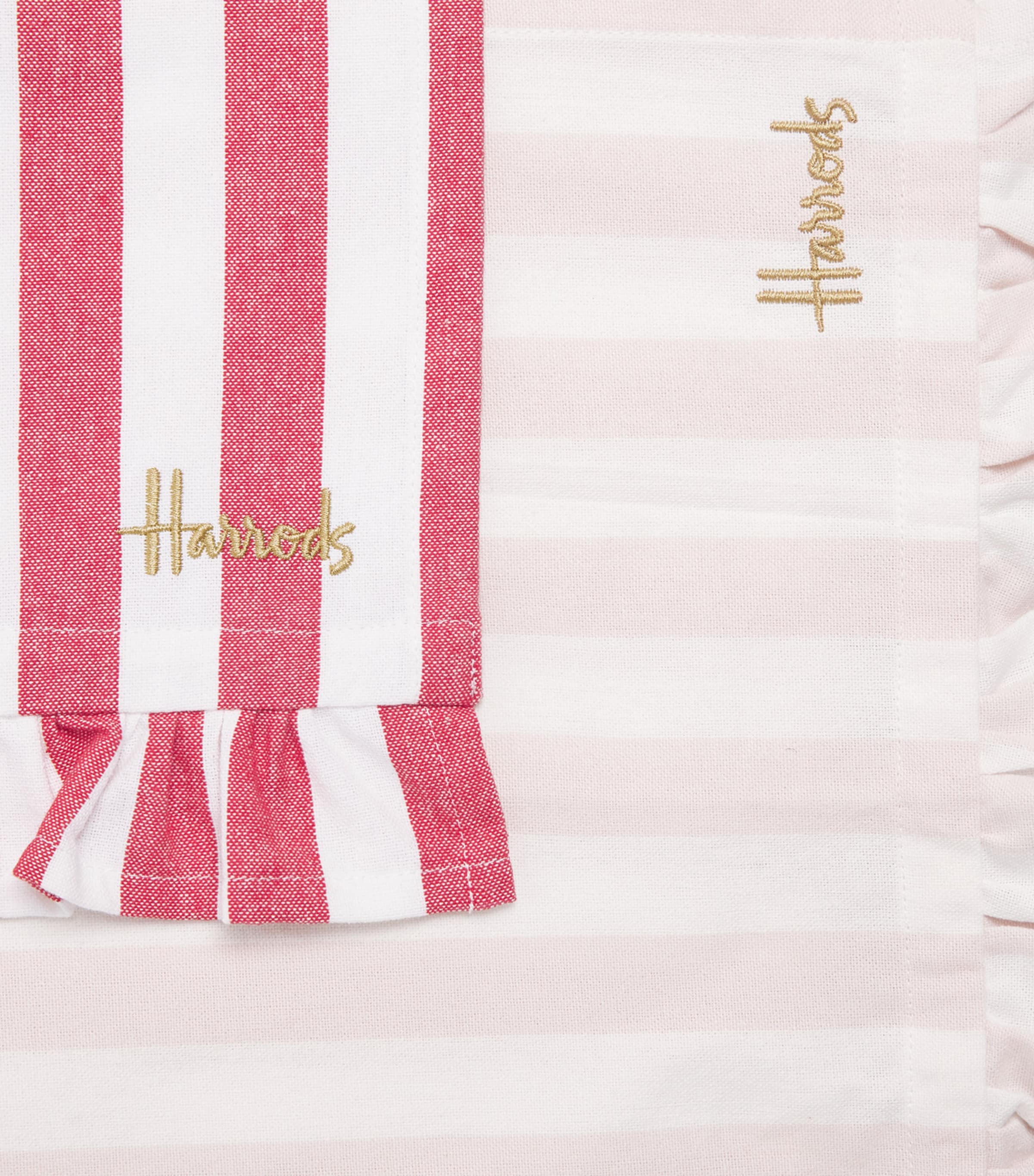 Harrods Stripe Ruffle Tea Towels (Set of 2) Red Image 3