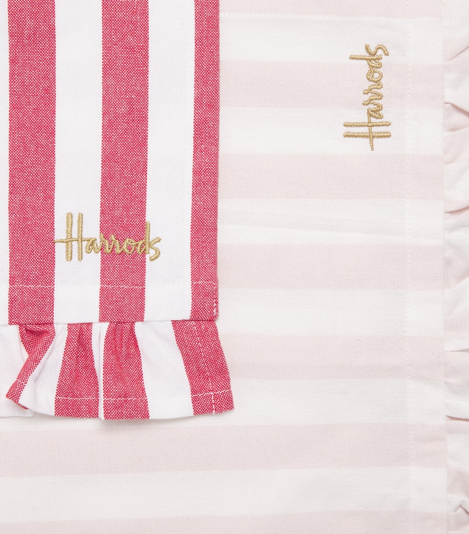 Harrods Stripe Ruffle Tea Towels (Set of 2) Red Image 3