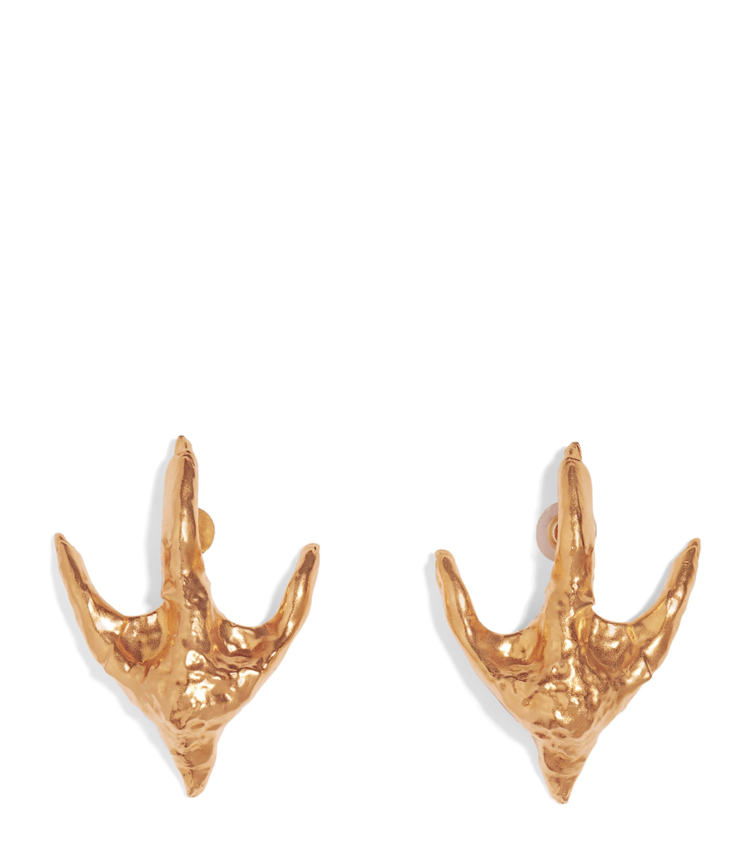 Schiaparelli Bird Claw Earrings Opaque Gold Image 1