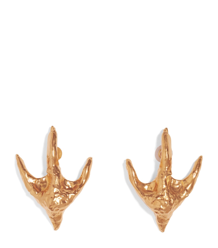 Schiaparelli Bird Claw Earrings Opaque Gold Image 1