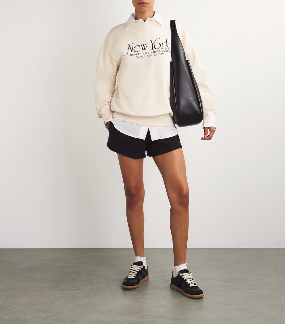 Sporty & Rich Womens Cotton Crew-Neck Sweatshirt Cream Image 2