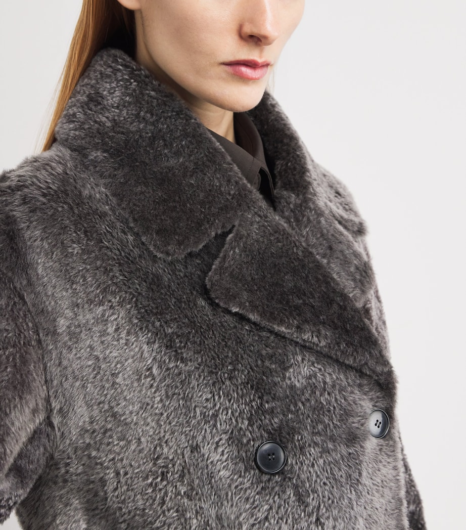 Lamb Fur Double-Breasted Coat A9135 Image 6