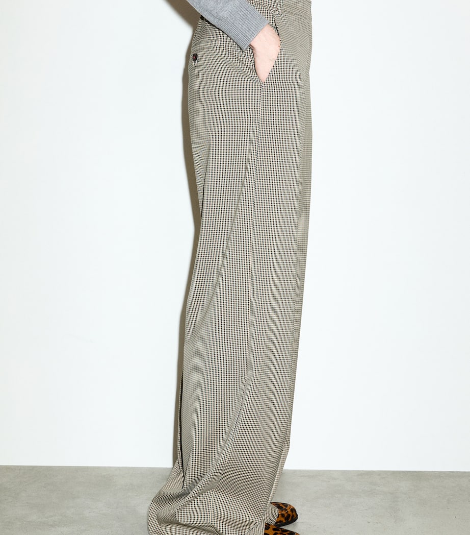 MAX&Co. Womens Houndstooth Check Wide-Leg Trousers Beige Image 4