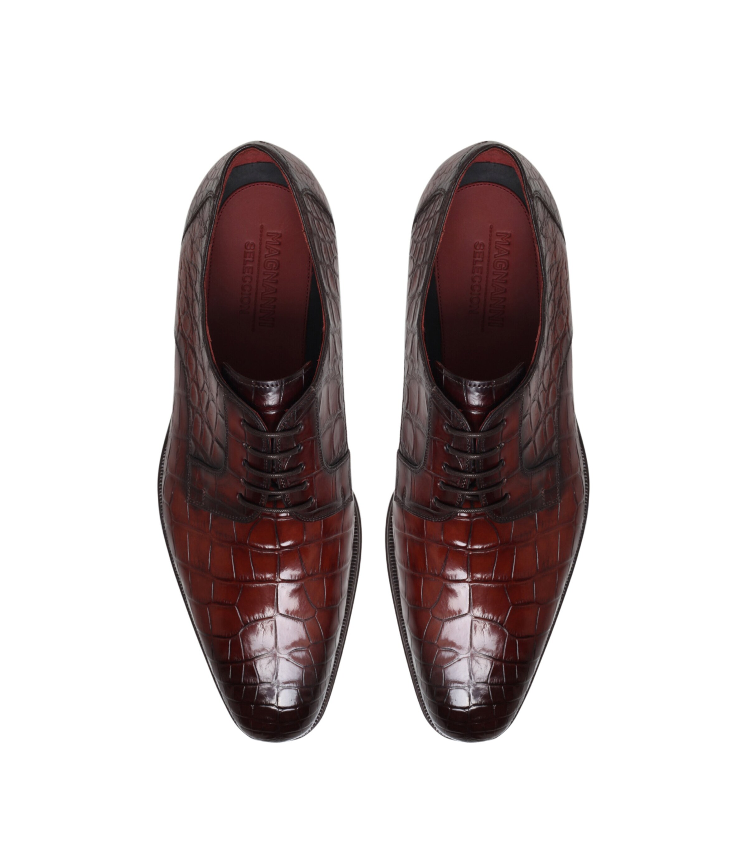 Magnanni Brown Crocodile Leather Derby Shoes Harrods UK