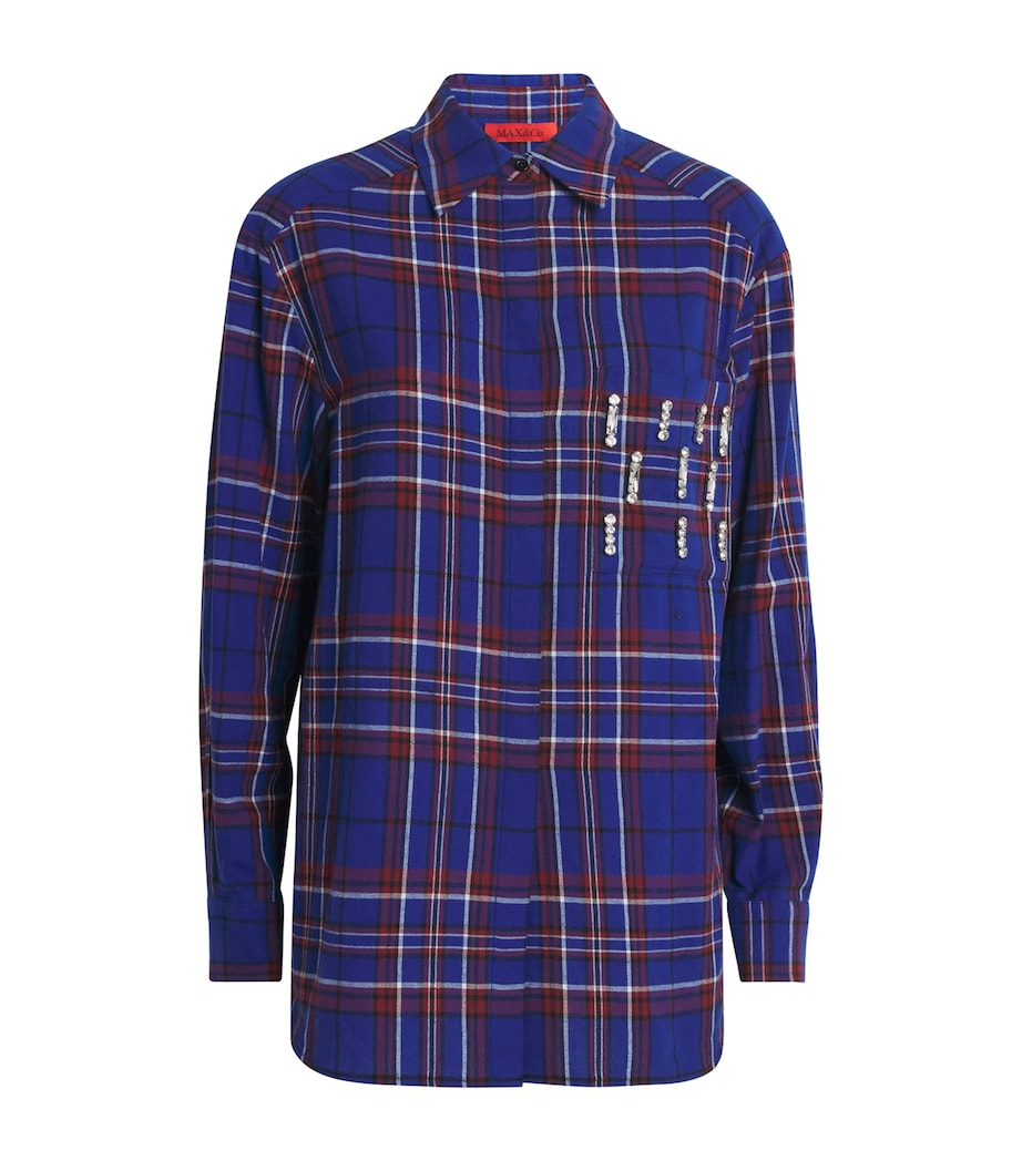 Cotton Embellished Check Shirt NAVY Image 1